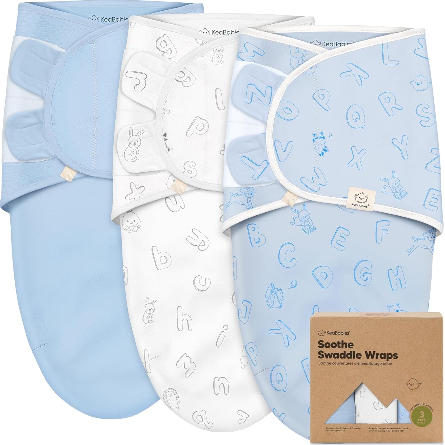 3-Pack Organic Baby Swaddle Sleep Sacks - Newborn Swaddle Sack, Ergonomic Baby Swaddles 0-3 Months, Swaddles for Newborns, Baby Sleep Sack, Baby Swaddle Blanket Wrap, Baby Essentials (Abc Land Cloud)