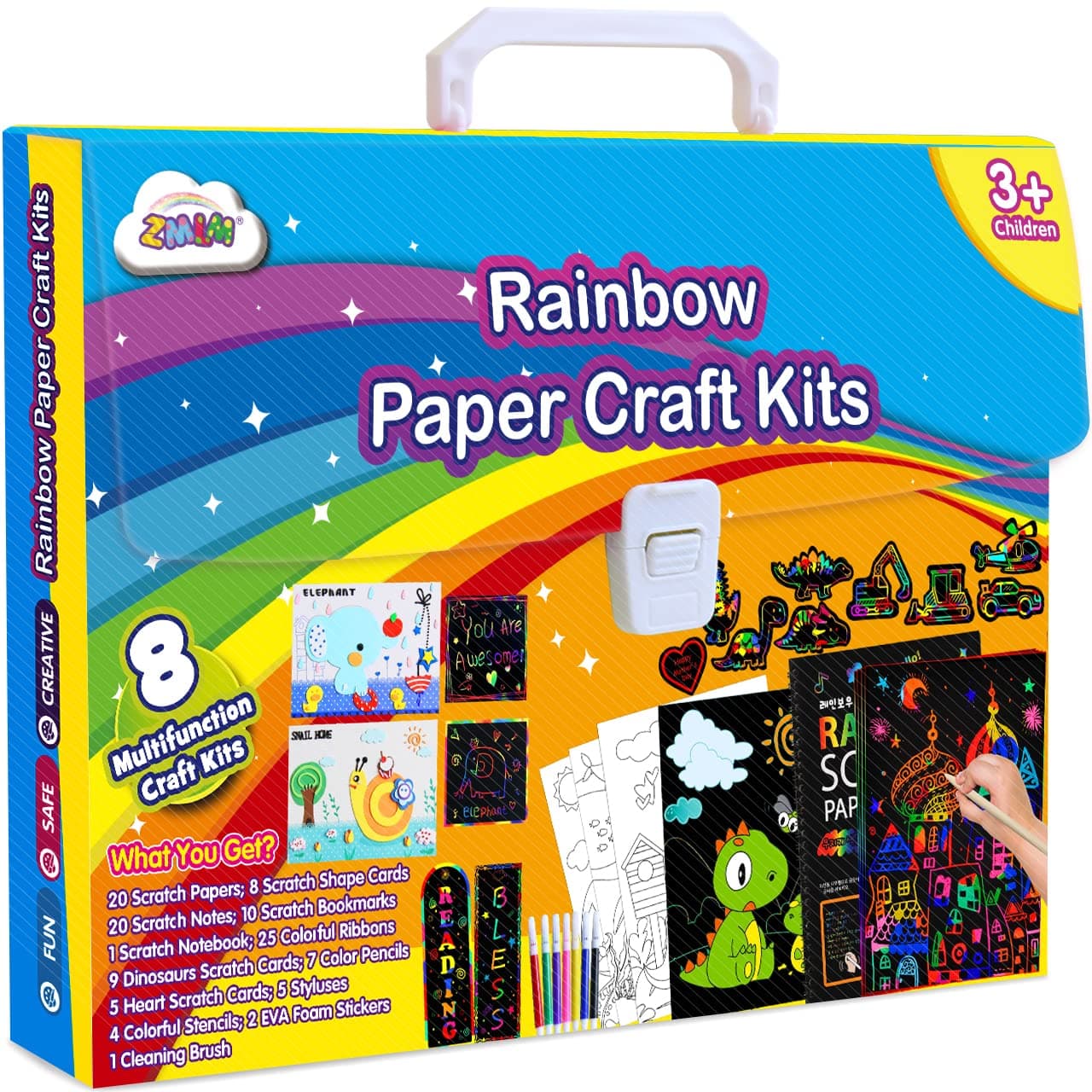 ZMLM Boy Birthday Gift Art-Craft for Age 3-12: Rainbow Scratch Magic Paper Combo DIY Coloring Drawing Art Set - Party Craft Kit Supply Toddler Preschool Activity Toy Kid Halloween Christmas Gift