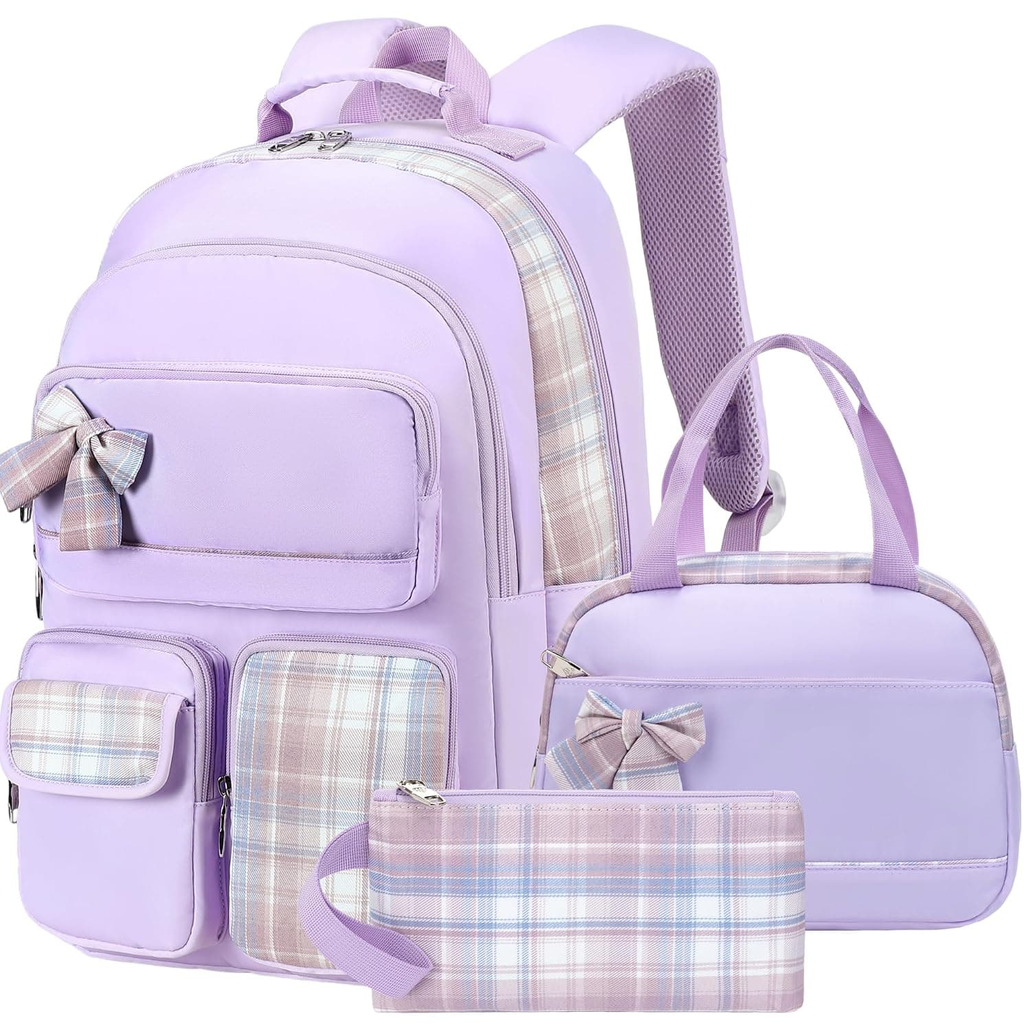 Girls Backpack,3pcs Backpacks with Lunch Box Pencil Case Set 15.6 Inch Laptop Bag Kids Kindergarten School Bookbag