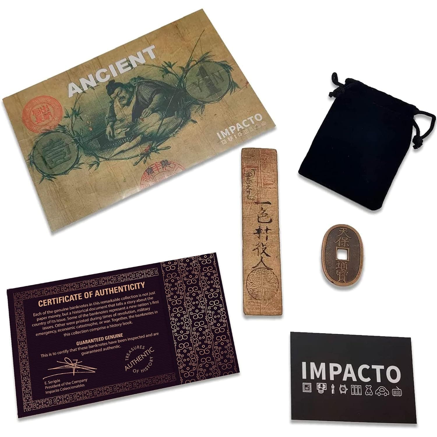 IMPACTO COLECCIONABLES - The Last Samurai, Coin and Banknote. 100 Mon (1835-1870) and 1 Monme (1869). Certificate of Authenticity Included
