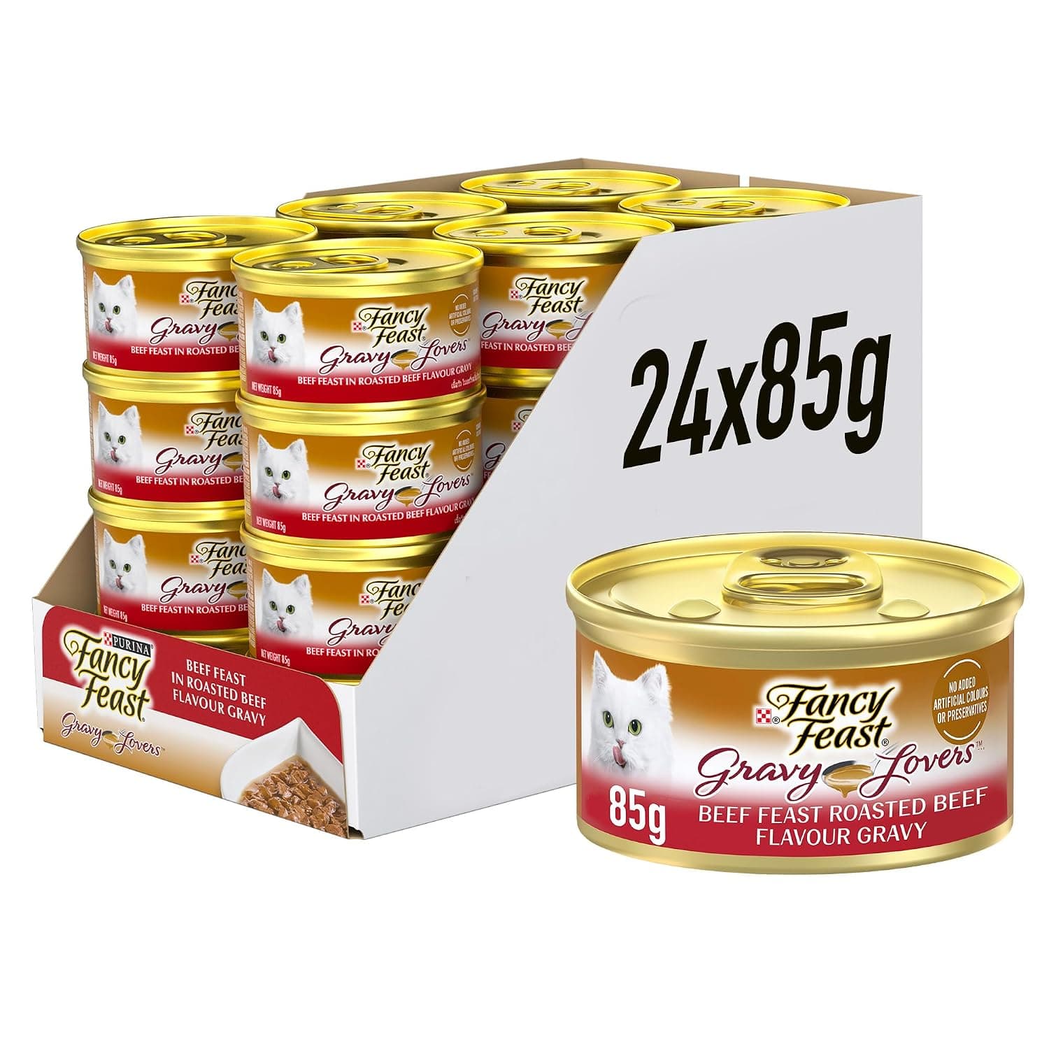 Fancy Feast Purina Gravy Lover Beef Wet Cat Food 85g (Pack of 24)