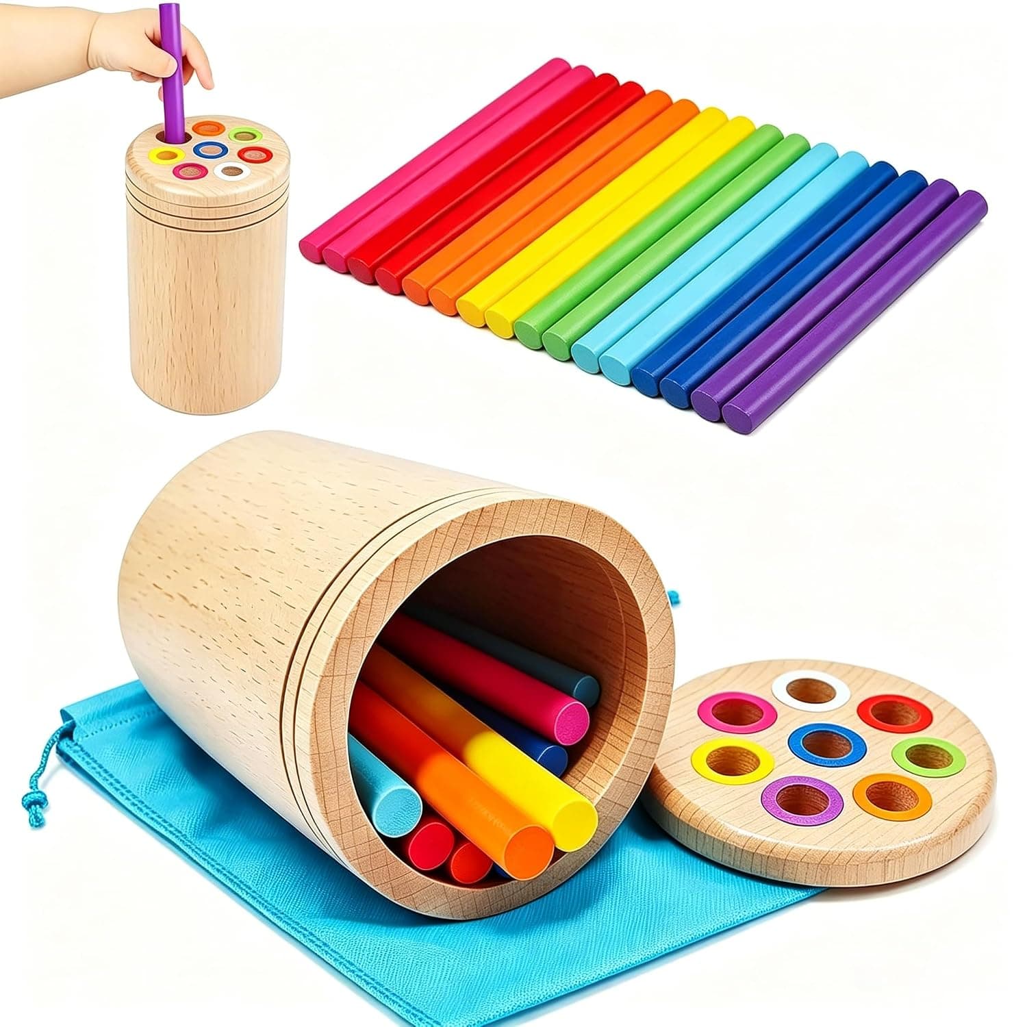 DL&3UP Montessori Toys for 36+ Months, Color Sorting Preschool Learning Activities, Fine Motor Skills Sensory Toys for Toddlers, Educational Gifts for Under 36 Months Old Boys & Girls