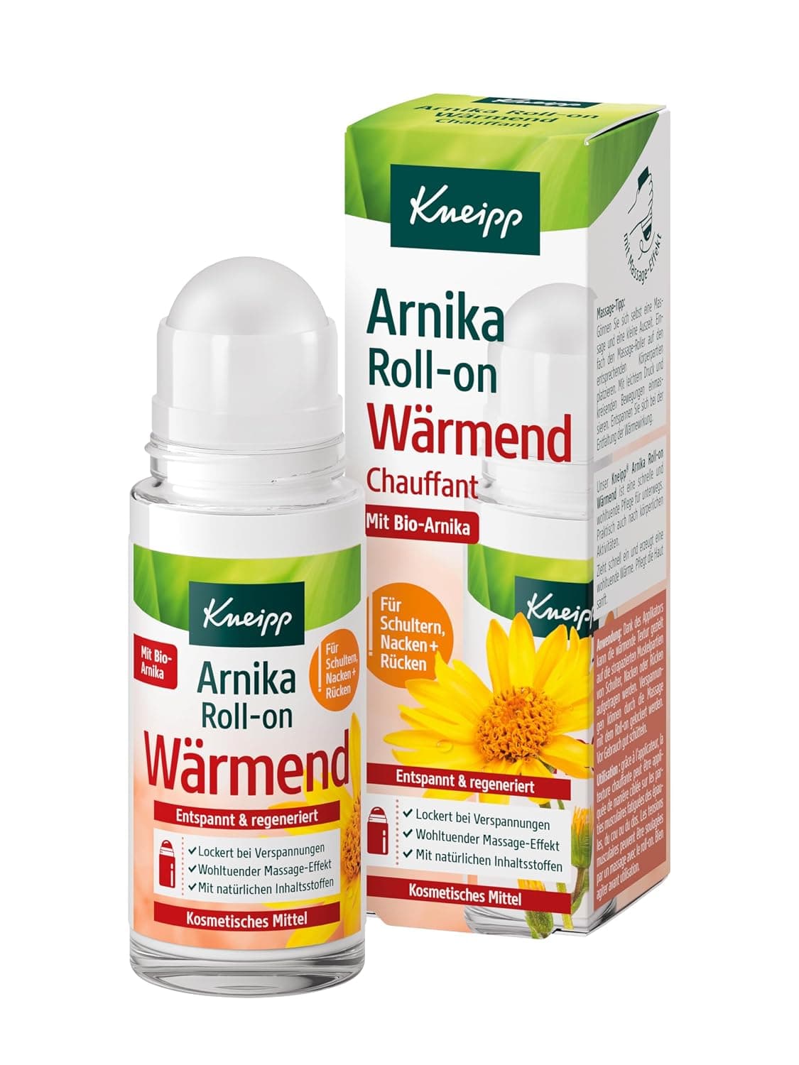 Kneipp Arnika Roll-on Warming - Massage Roller Relieves & Loosens Tension & Pain in the Neck, Shoulders, Back & Muscles - Ideal Relaxation After Sports & Work Thanks to Heat Effect - 50 ml