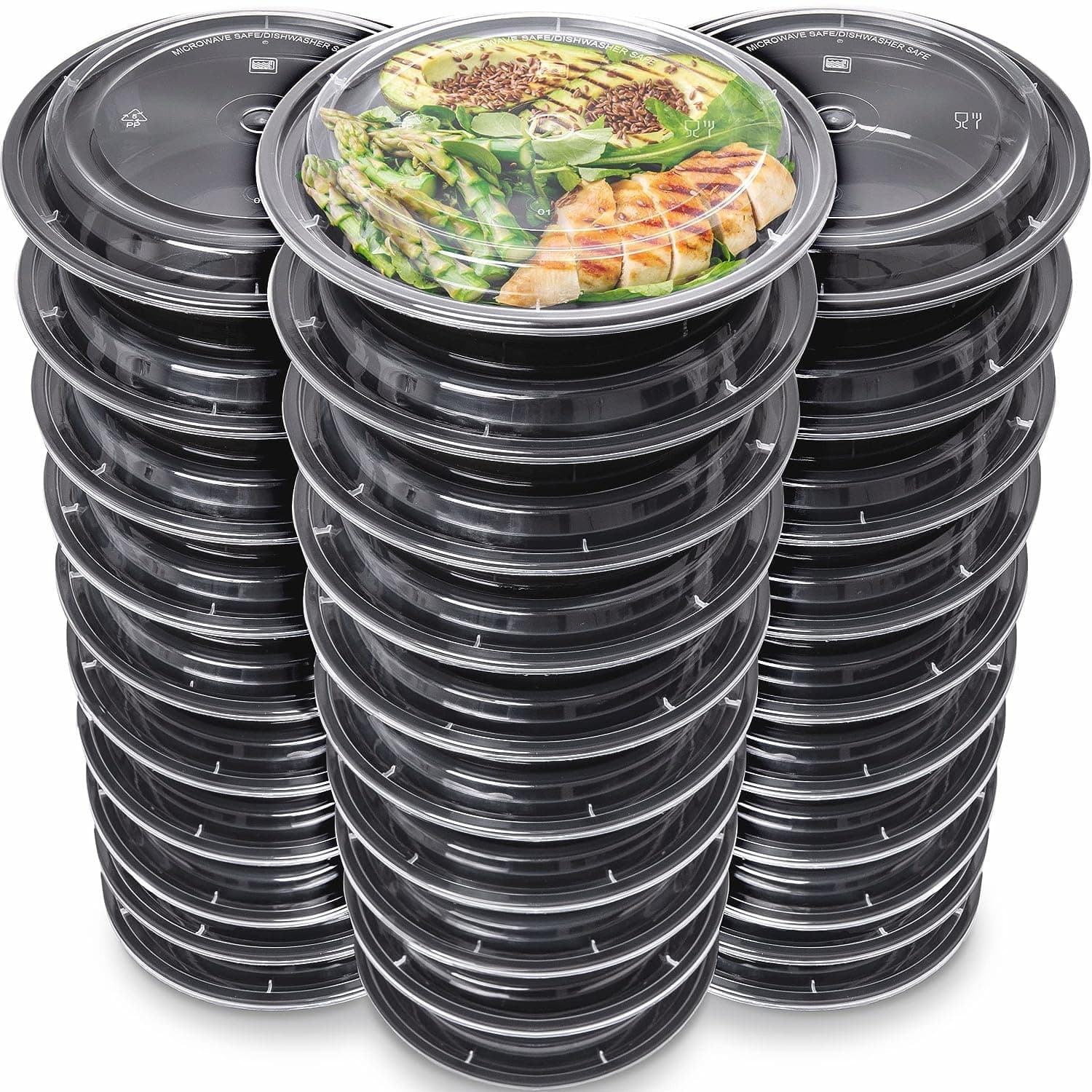 Meal Prep Containers [30 Pack] - Reusable Plastic Containers with Lids - Disposable Food Containers Meal Prep Bowls - Plastic Food Storage Containers with Lids - Lunch Containers by Prep Naturals