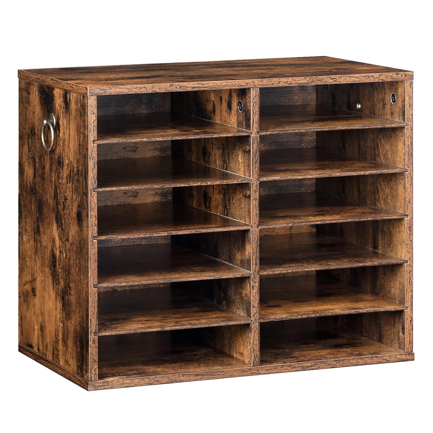 HOOBRO Literature Organizers, 12 Compartments Office Organizer with Adjustable Shelves, Wood Countertop Literature Sorter for Office, Home, Classroom, Mailrooms Organization Rustic Brown EFG12WF01