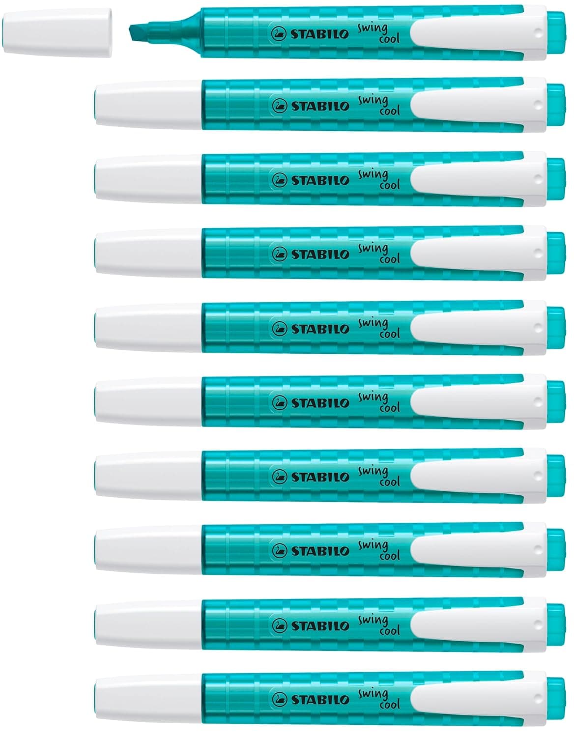 Stabilo Swing Cool Turquoise Color Highlighter Pen 10-Pieces | Pack of 10, turquoise