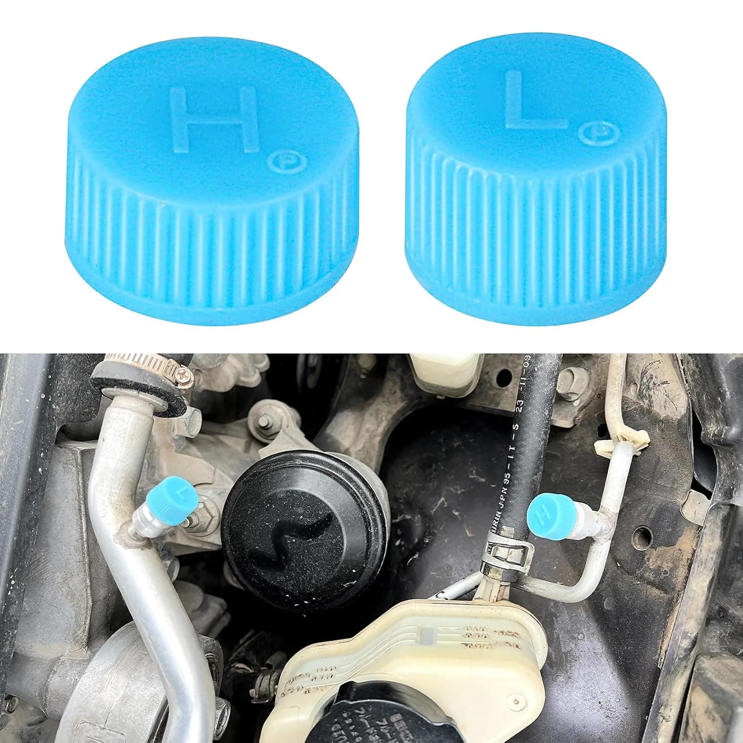 2PCS Replacement Valve Caps for Car Air Conditioning, R134a | Leakproof AC System Charging Port Caps Dust Cover, Professional Car Accessories High & Low Pressure Valve Cap for Vehicle AC