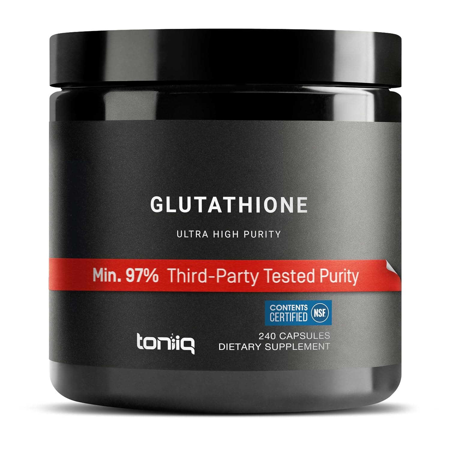 Toniiq Ultra High Strength Glutathione Capsules - 1000mg Concentrated Formula - 98%+ Highly Purified and Bioavailable - Non-GMO Fermentation - 240 Capsules Reduced Glutathione Supplement