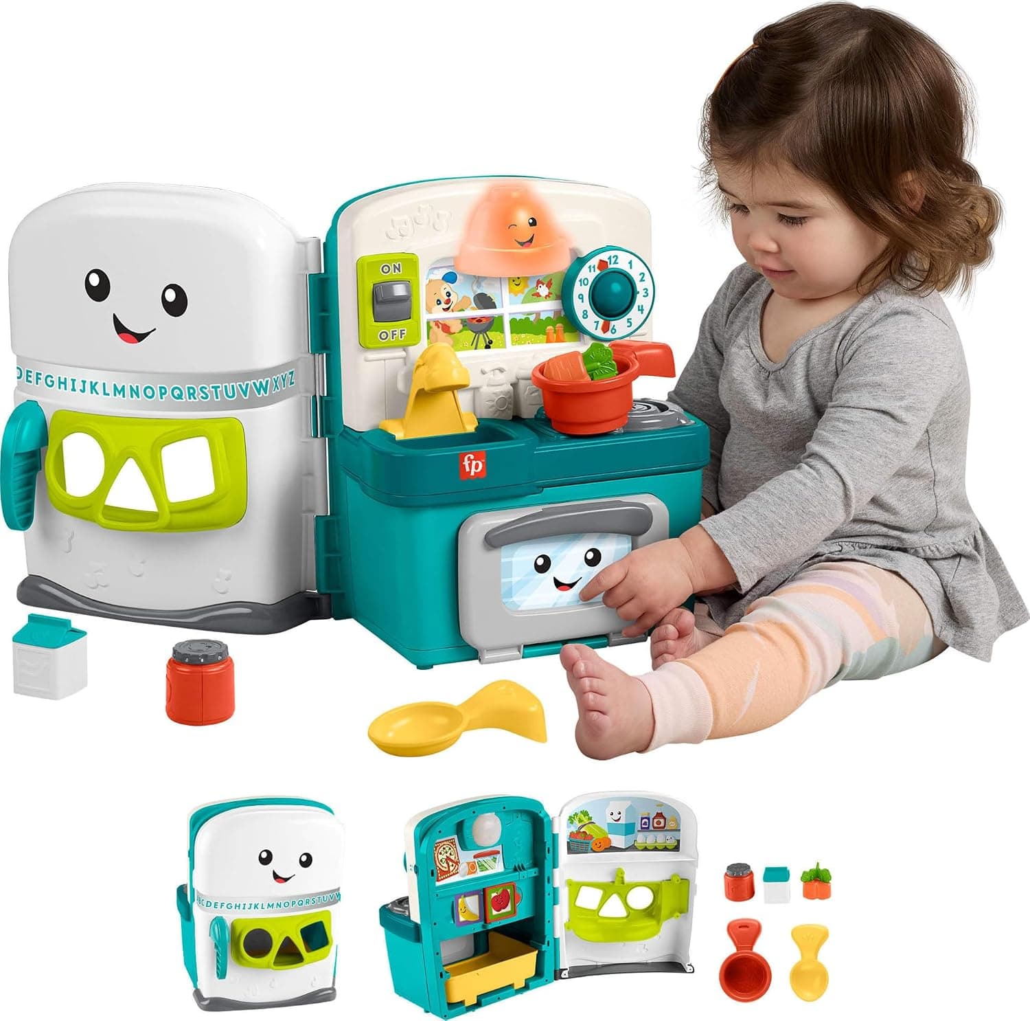 Fisher-Price Baby & Toddler Toy Laugh & Learn Learning Kitchen Playset with Music Lights & 5 Play Pieces for Kids Ages 6+ Months