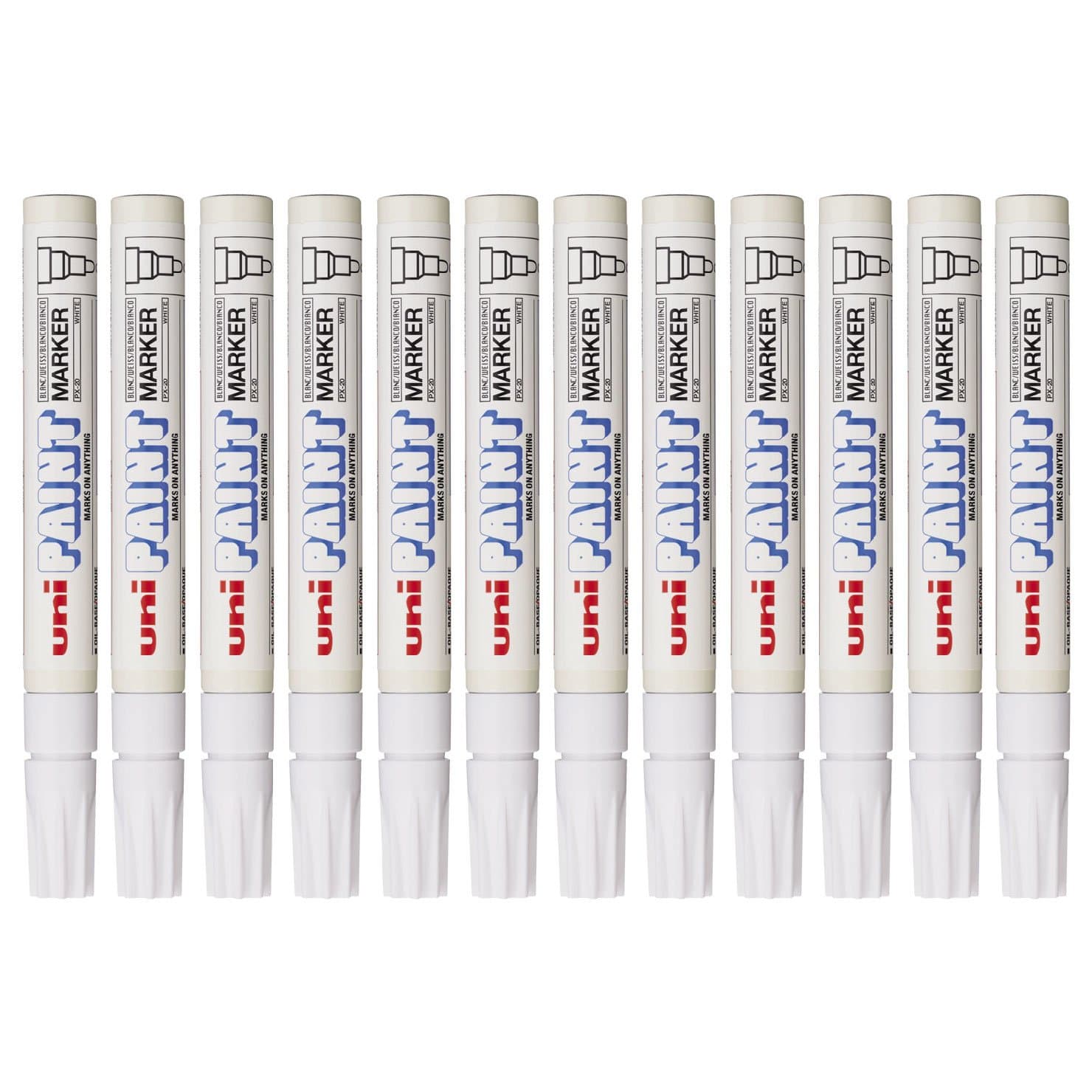 Uni-Ball uni Paint Marker Bullet Tip Medium Point Px20 Line Width 2.2-2.8mm White Ref 9001927 [Pack 12]