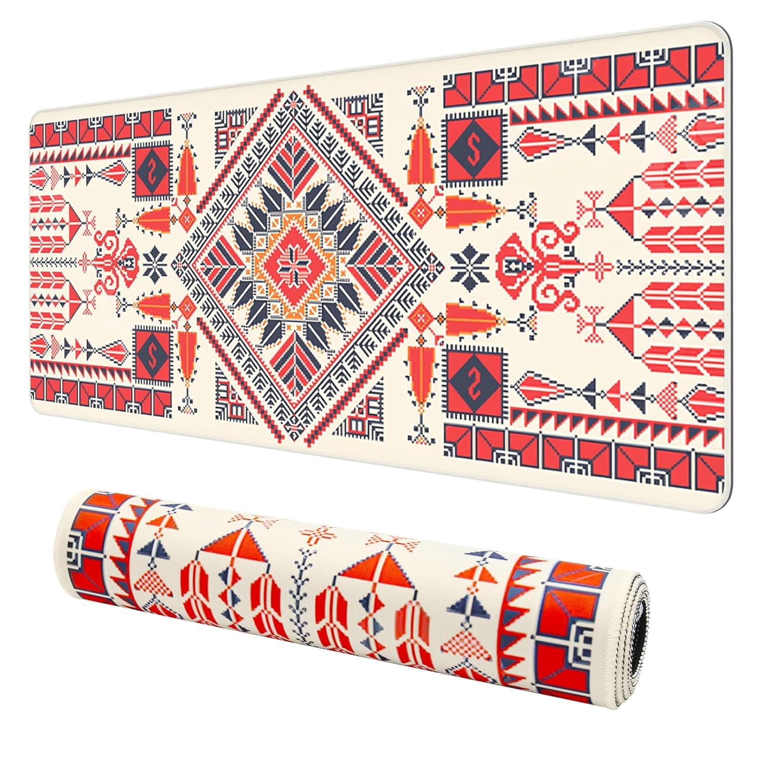 قاعدة ماوس ولوحة مفاتيح كبيرة ممتدة من جوليفن، بقاعدة قماشية ناعمة غير قابلة للانزلاق للمكتب (أبعاد 90 × 40 × 0.3 سم) (نمط هندسي)