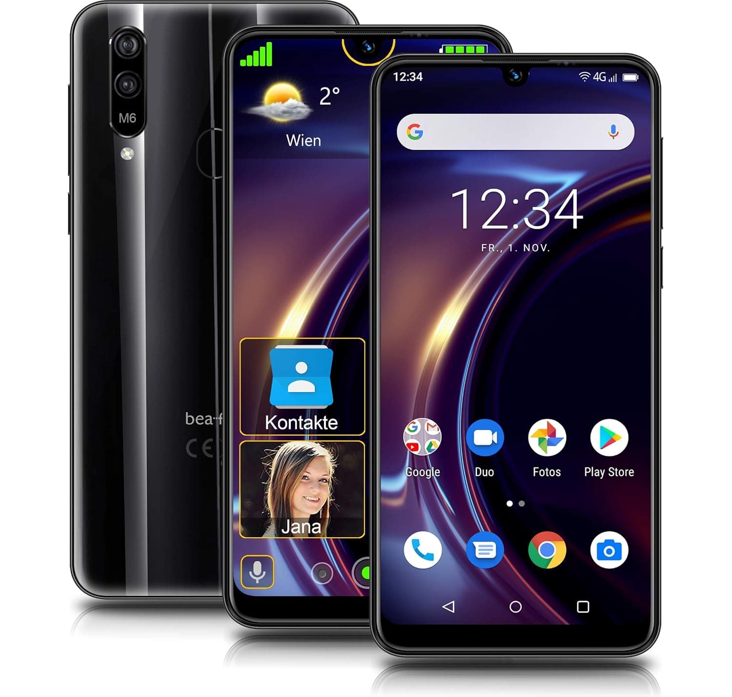 Bea-fon M6 Single-SIM(Nano SIM) 32GB ROM + 2GB RAM (GSM Only | No CDMA) Factory Unlocked 4G/LTE Smartphone (Black) - International Version