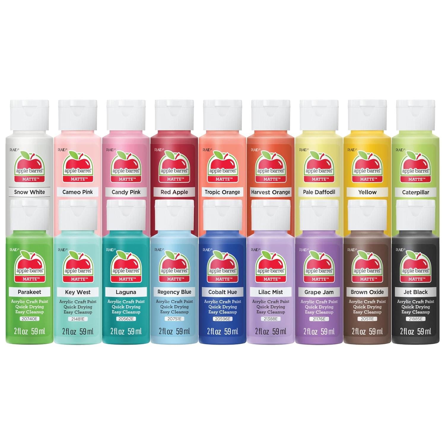 Apple Barrel Acrylic Paint Set, PROMOTCK 18 (2 fl oz/59 ml) Assorted Matte Finish Colors For Painting, Drawing & Art Supplies, DIY Arts And Crafts Acrylic Paint For Kids And Adults