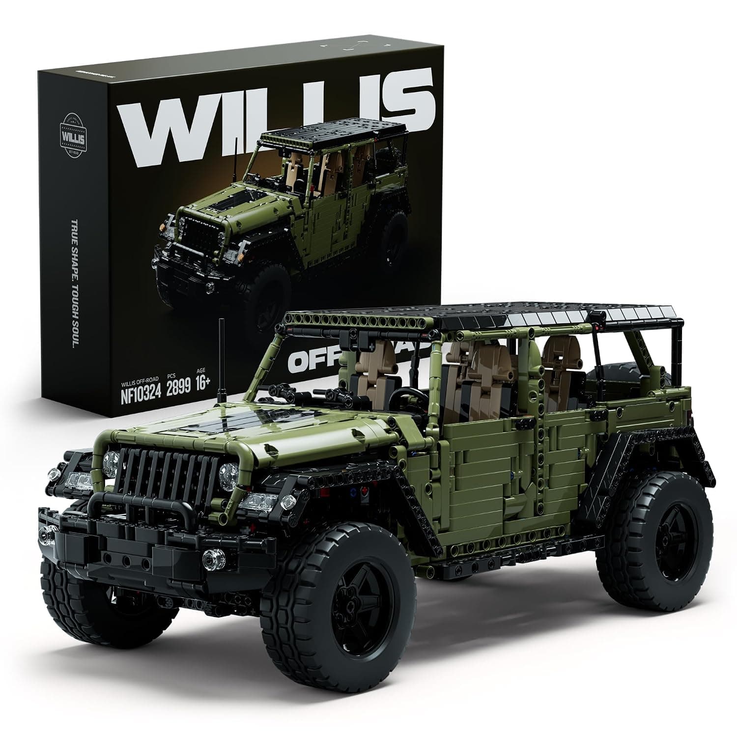 Nifeliz 4x4 All-Terrain Willis Vehicle, Military Style Adult Construction Car Set, Collectible Off-Road Display Model (2,899 Pieces, NF10324)