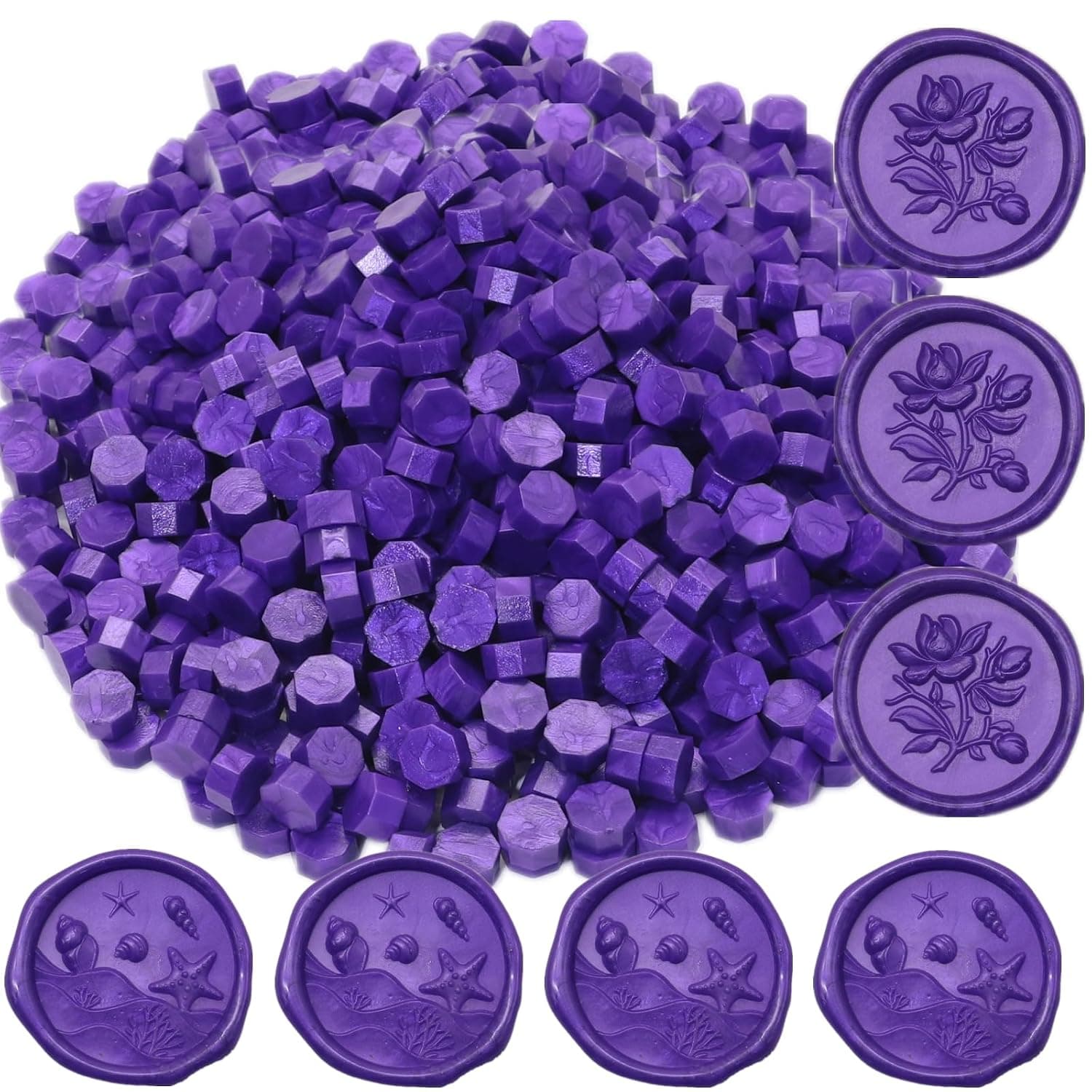 Wax Seal Beads Set - 400Pcs Octagon Purple Beads for Seal Stamp, Gift Wrapping, Letter Sealing
