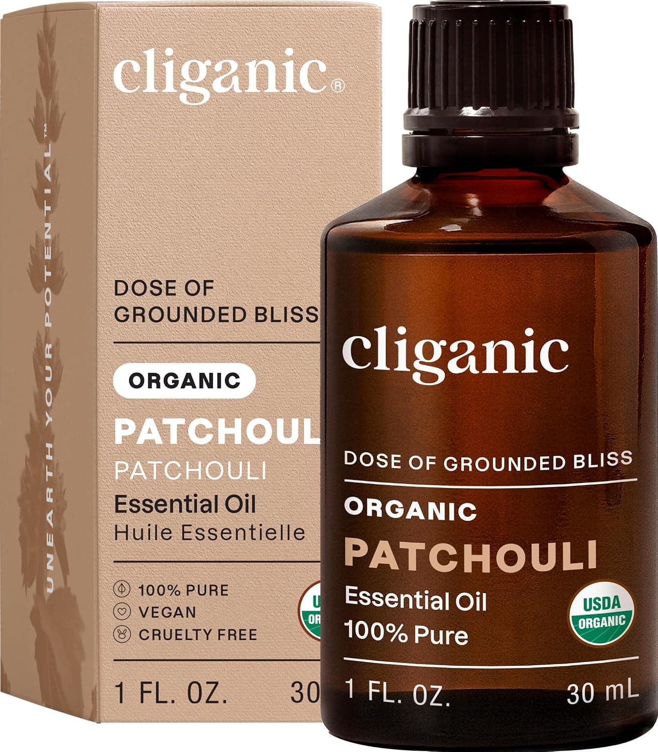 Cliganic Organic Patchouli Essential Oil - 100% Pure Natural for Aromatherapy Diffuser | Non-GMO Verified