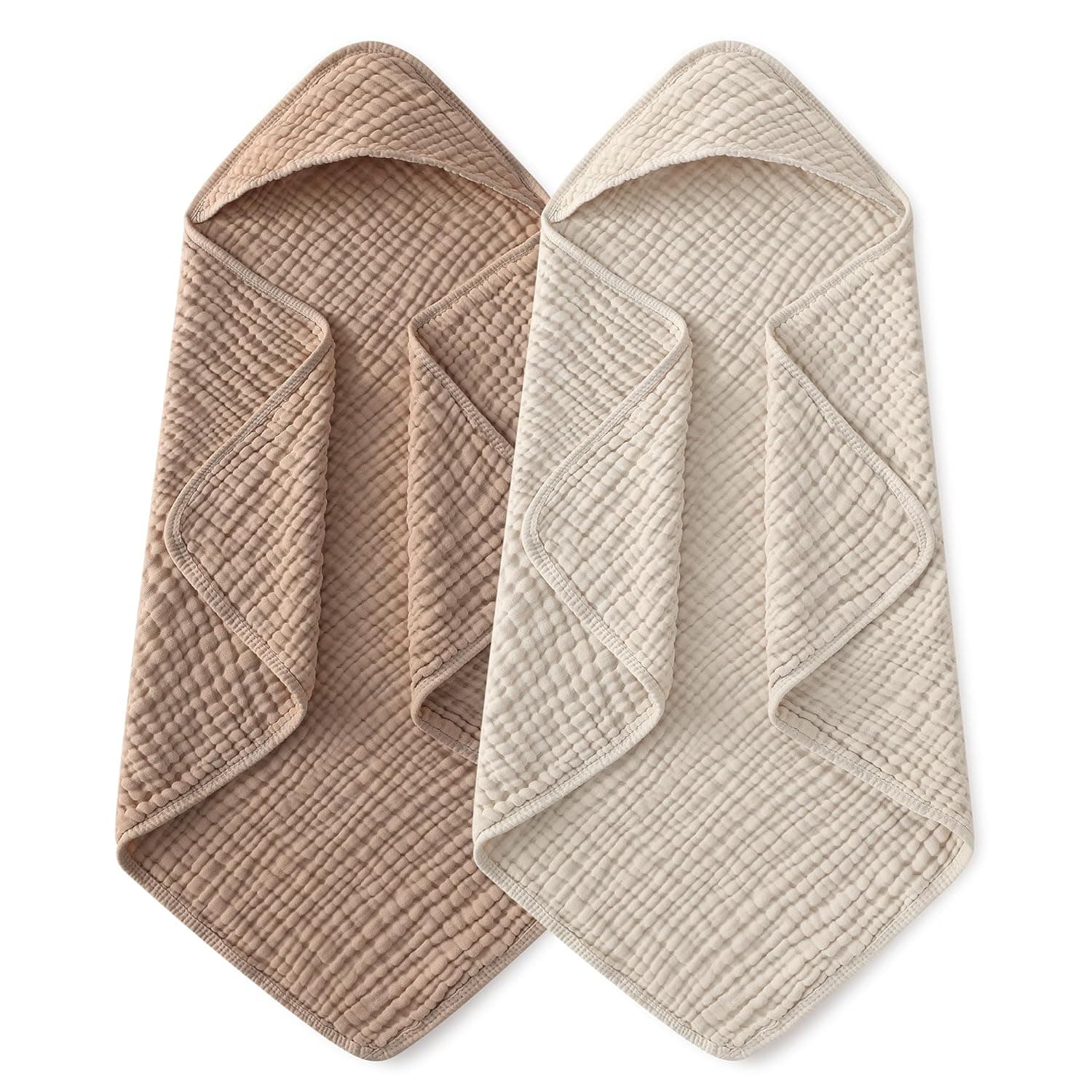 Yoofoss Hooded Baby Towels for Newborn 2 Pack 100% Muslin Cotton Baby Bath Towel with Hood for Babies, Infant, Toddler and Kids, Large 32x32Inch, Soft and Absorbent Newborn Essential