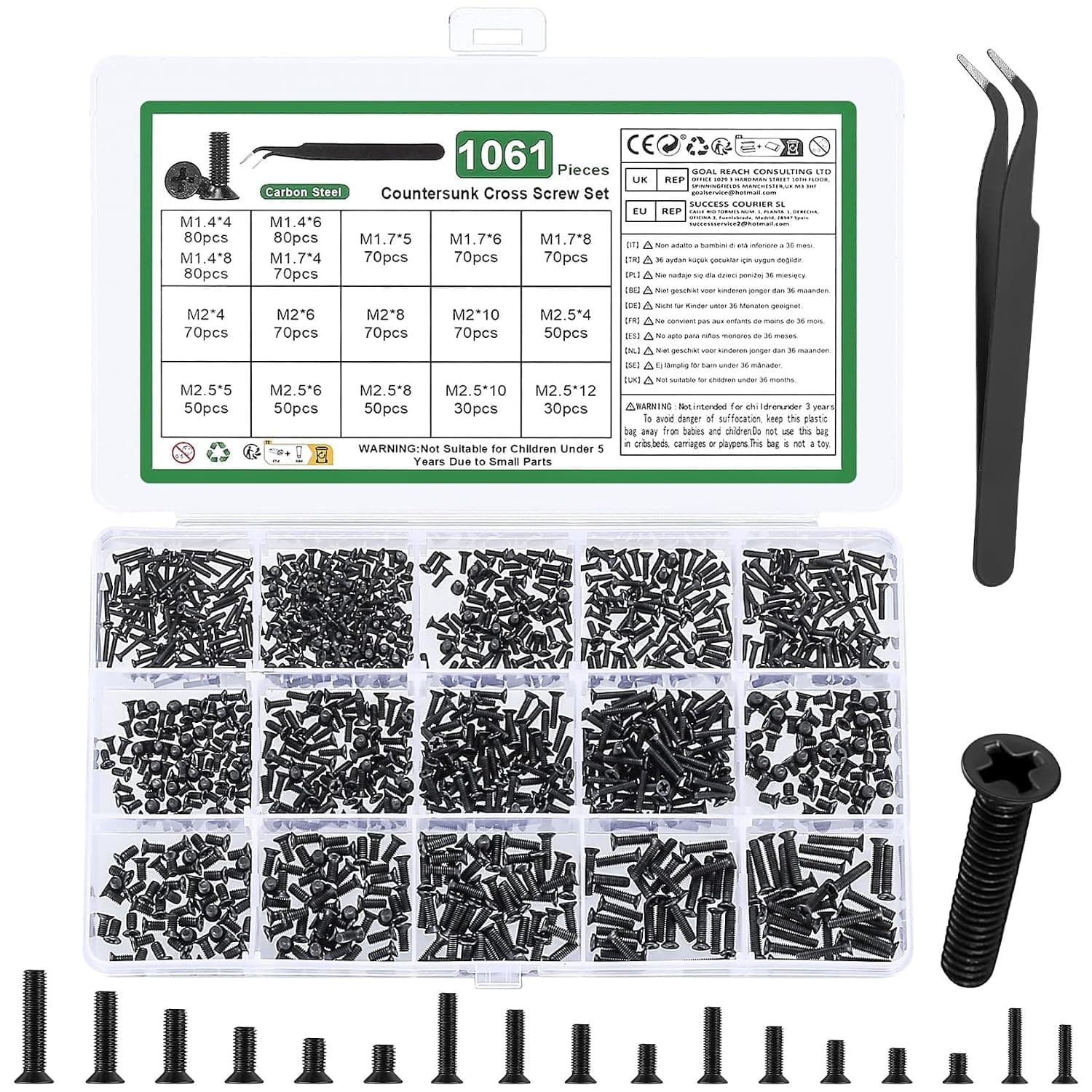 Precision Screw Kit for Laptop and Electronics Repair 580 Pieces Carbon Steel Small Screws Compatible with MacBook HP Dell Sony Fits Eyeglasses Watches and Various Small Devices