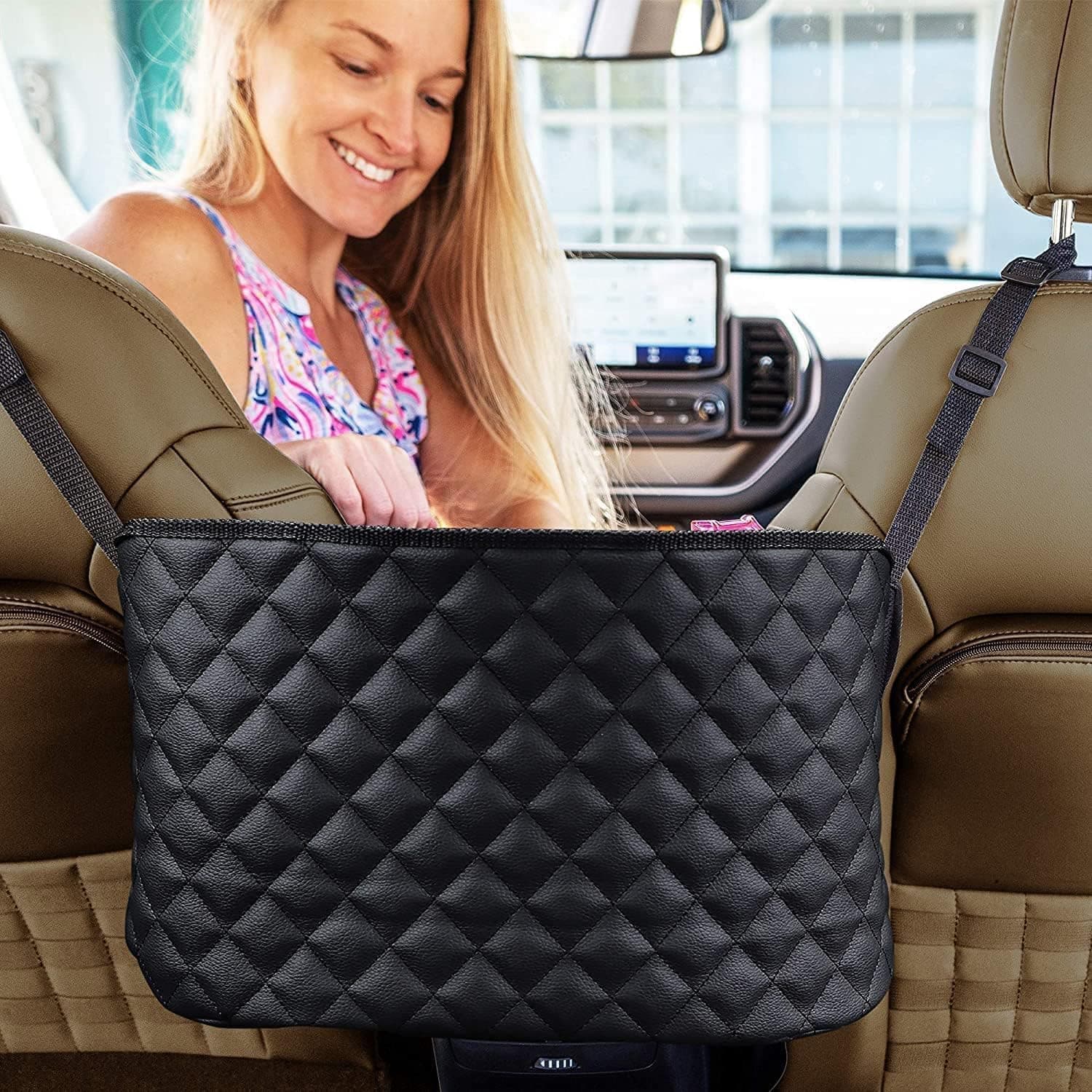 ECVV Purse Holder for Cars Car Purse Handbag Holder Between Seats - Auto Storage Accessories for Women Interior - Automotive Consoles & Organizers Net Pocket for Front Seat