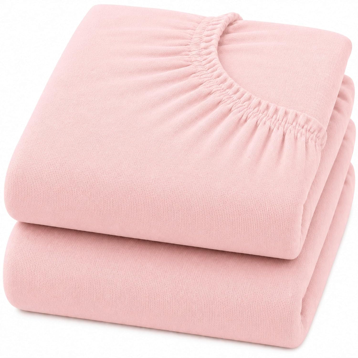 Dudu N Girlie Fitted Crib Sheets 51x85 Compatible with Chicco Next to Me | Soft Jersey Cotton Baby Bed Sheets | Hypoallergenic, Breathable & Easy Care (Pack of 2, Pink)