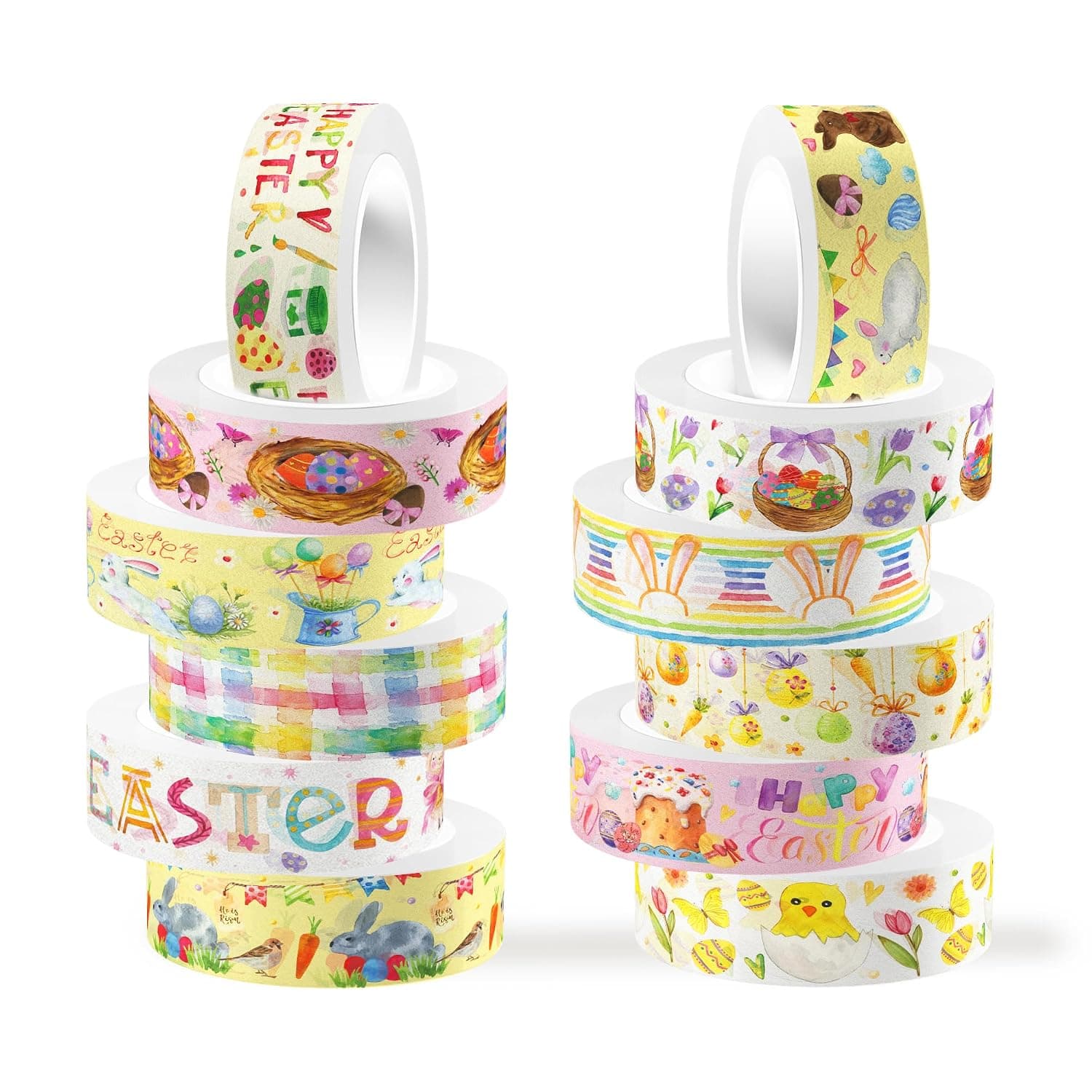 Adirasenotek 12 Rolls Easter Washi Tape Cute Rabbit Egg Decorative Tape Masking Tapes for Easter DIY Art Craft Gift Wraps Wrapping Scrapbook Journal Supplies