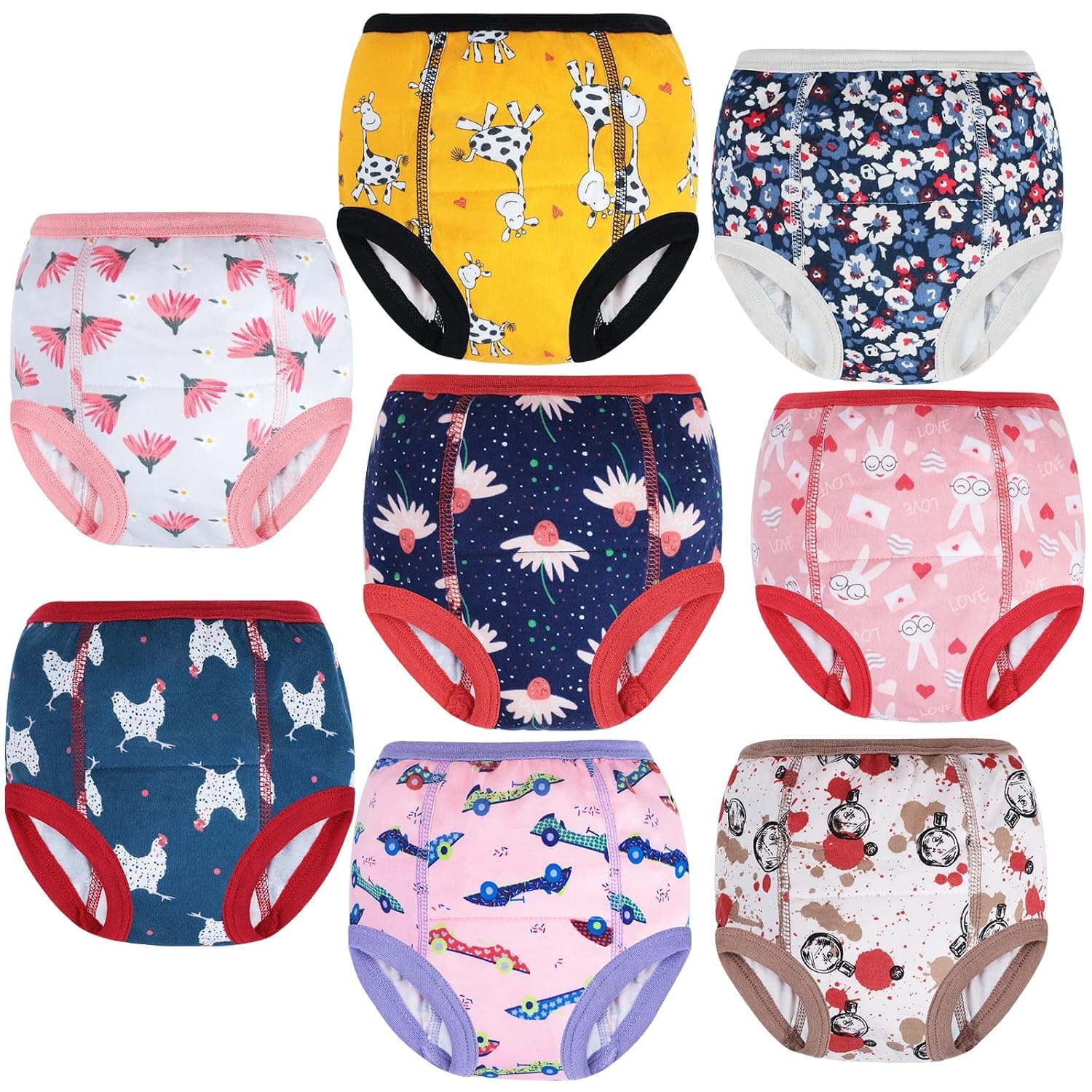 MOEMOE BABY Potty Training Pants Toddler Toilet Training Pants for Boys Girls 8 pack Reusable Training Pants 2-6 Years