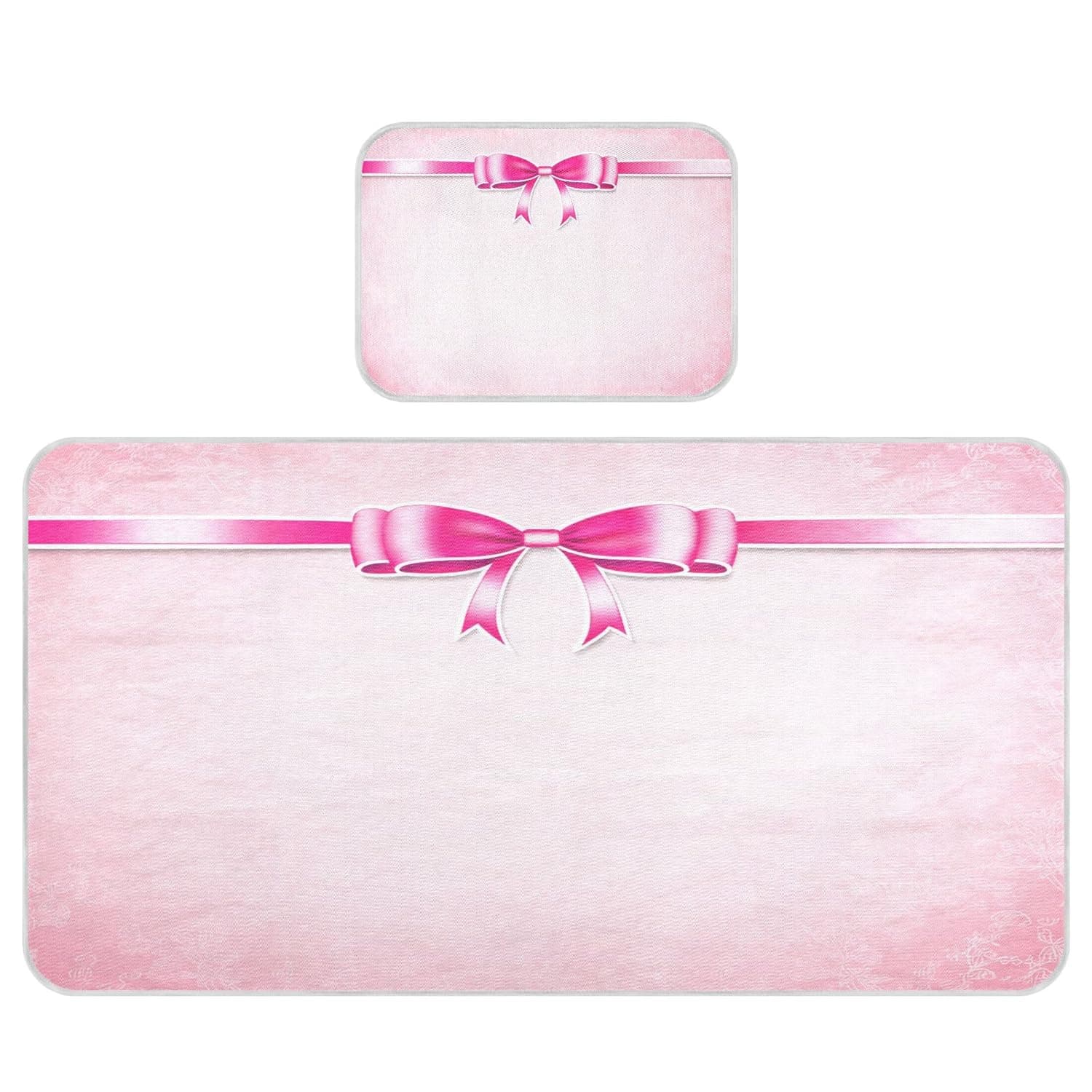Burbuja Baby Cooling Mat Bow on Pink Bed Pad Ice Silk Cool Mat for Crib Mattress, Sleeping Pad with Pillowcase for Girl Boy, 28x52 in