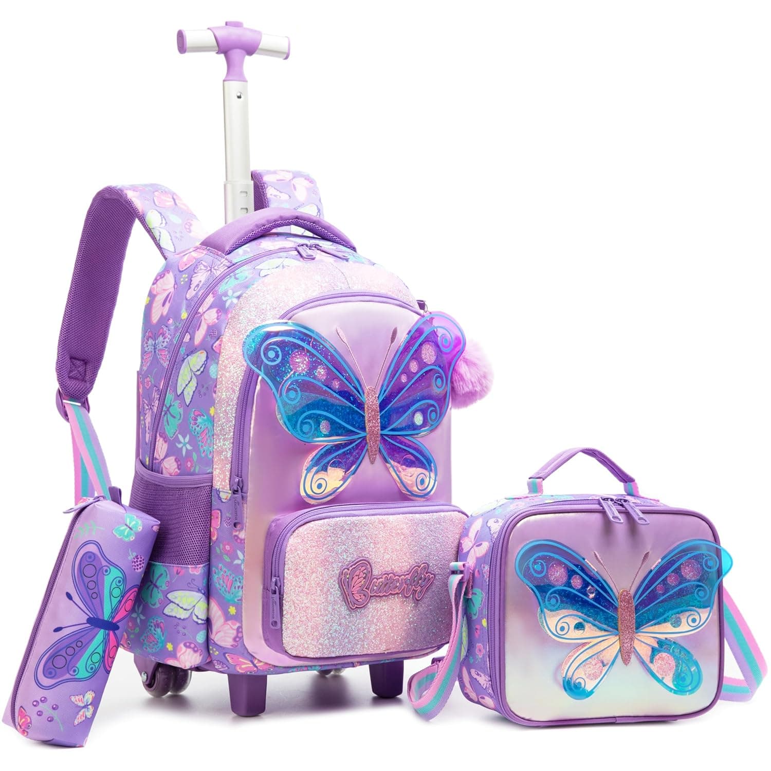 Meetbelify Kids Rolling Backpack with Wheels for Elementary Girls Boys Travel Luggage Carry on Backpack