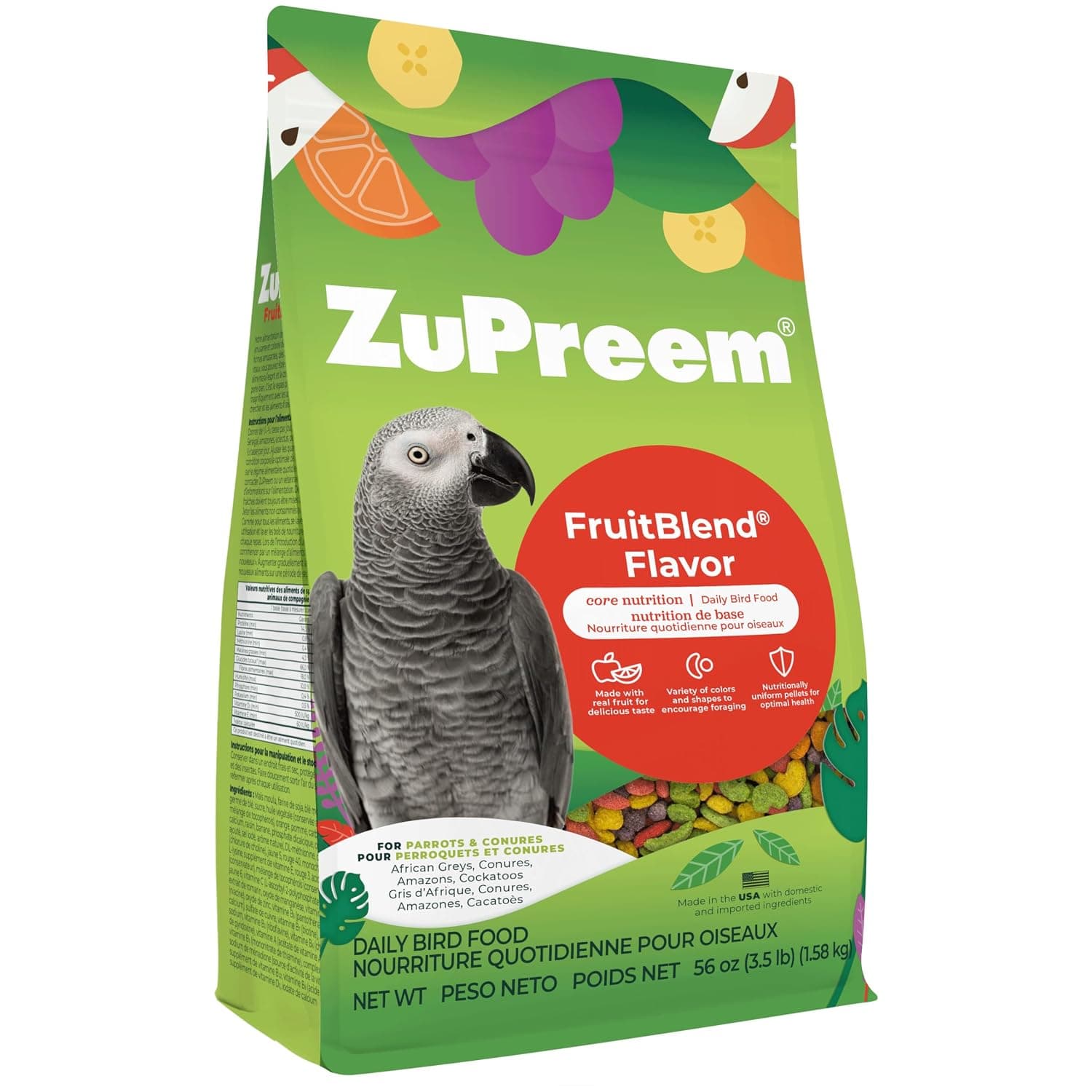 ZuPreem Fruitblend Flavor Medium & Large Parrot Food 3.5 Lb