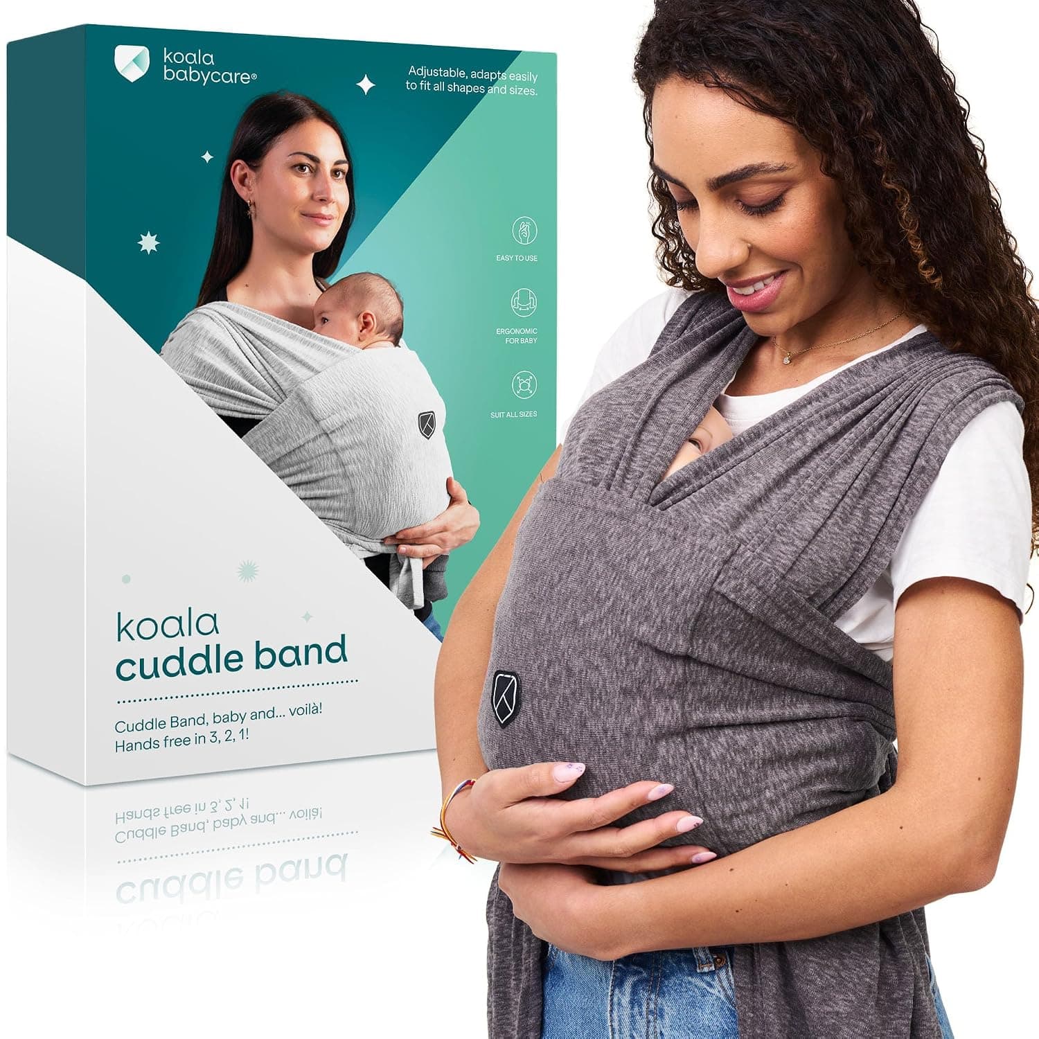 Koala Babycare An easy to put on, adjustable, unisex carrier - multifunctional baby carrier up to 9 kg - Anthracite - KBC® registered design