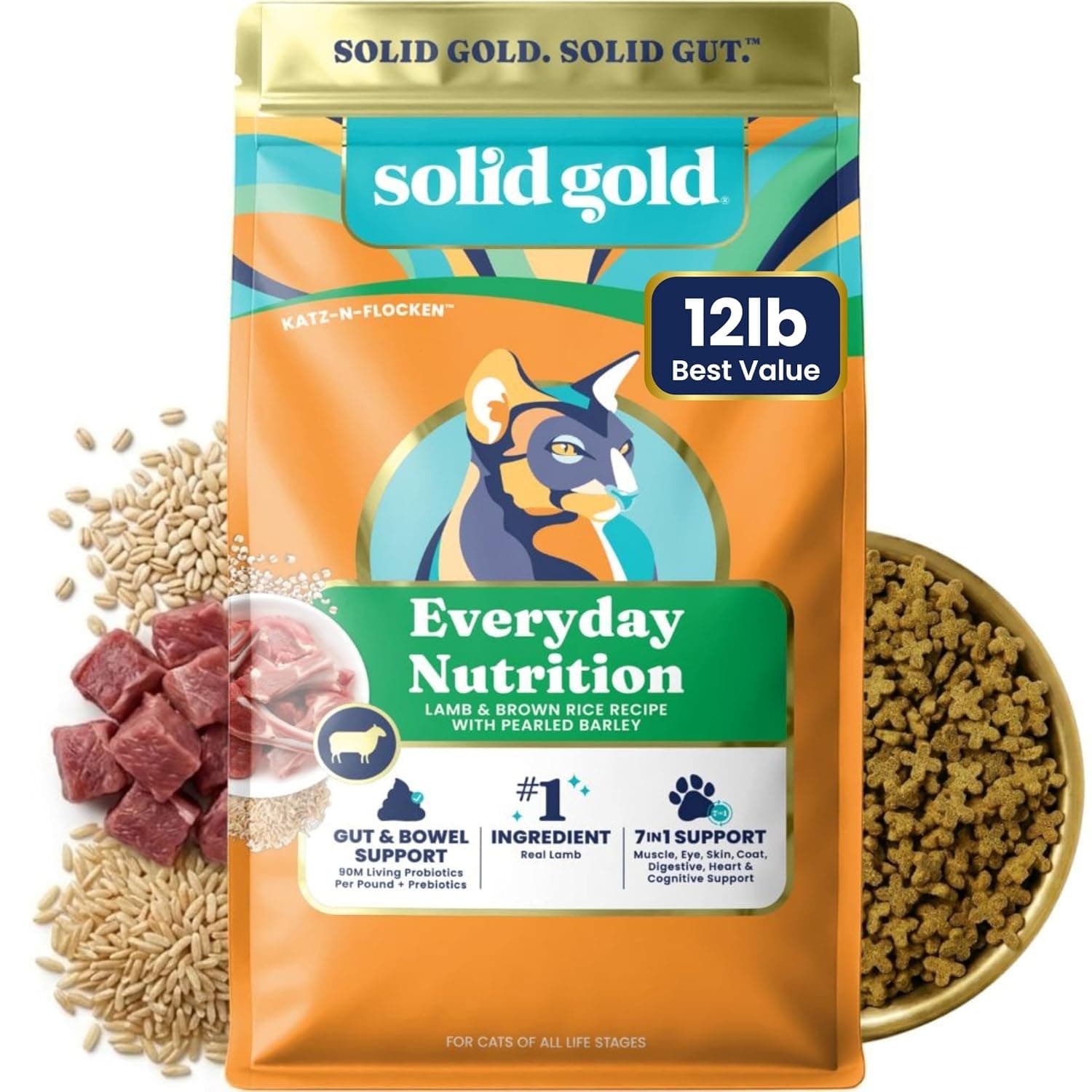 Solid Gold Cat Dry Food Lamb & Brown Rice Recipe - 5.44 Kg