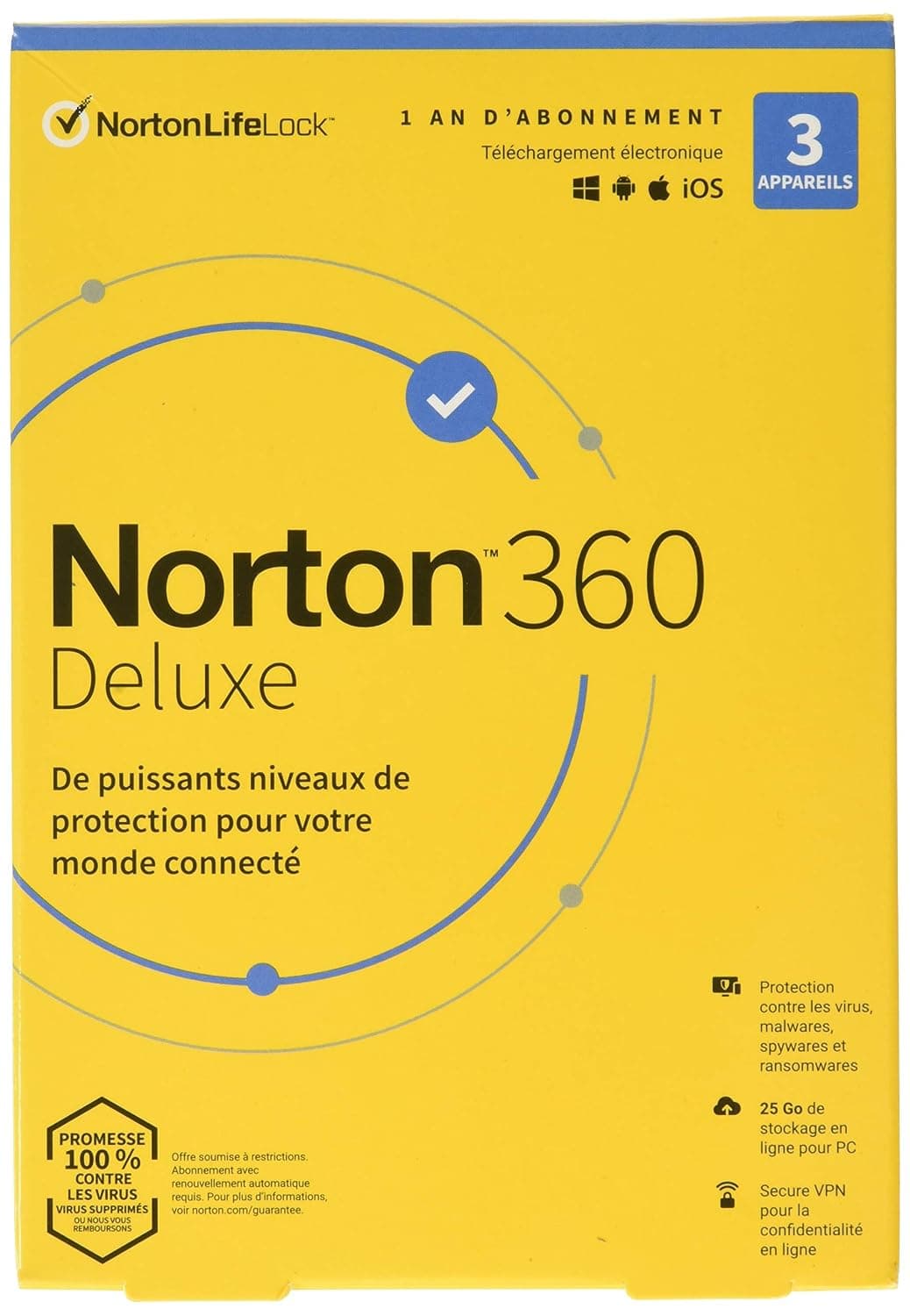 SYMANTEC NORTON 360 DELUXE 25GB FR 1Y 3D 1Y GENERIC RET1 MM