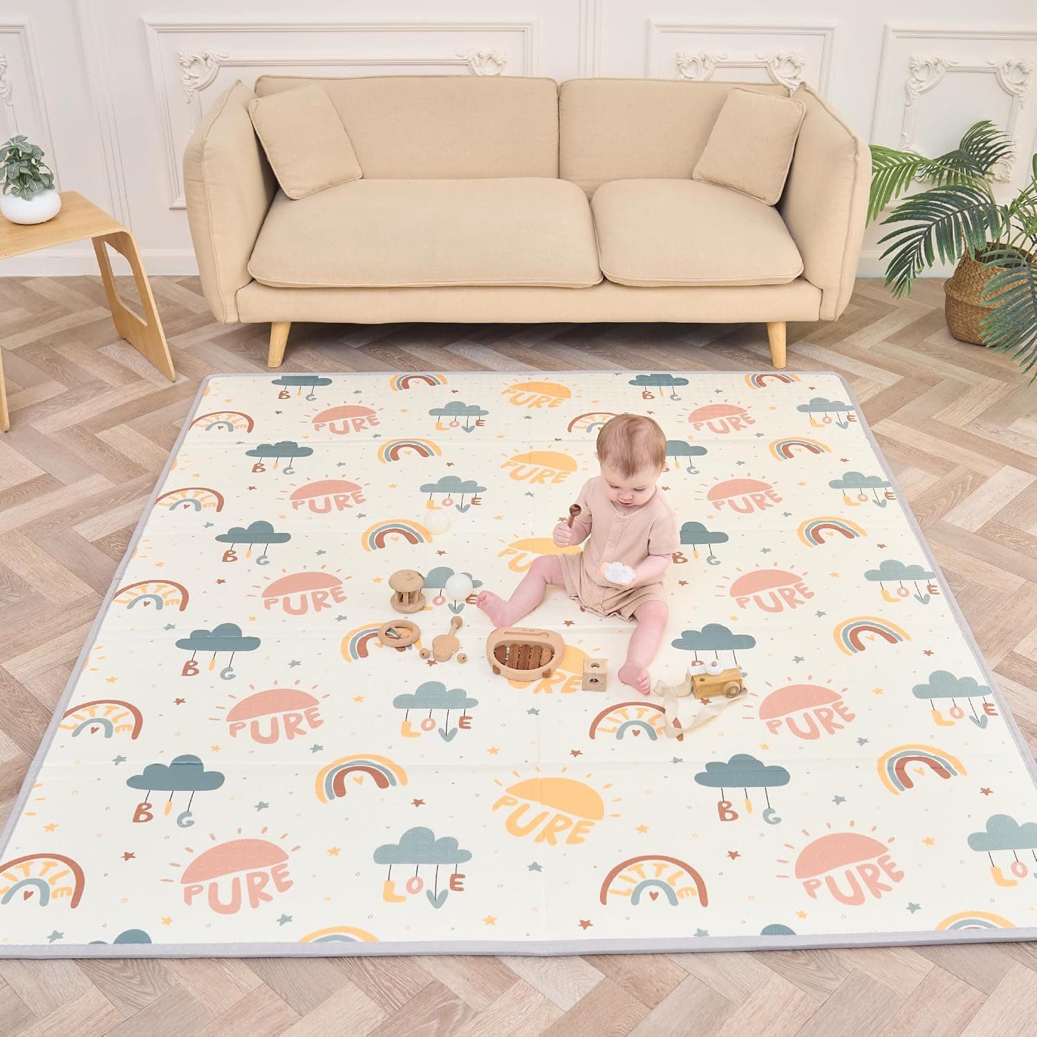 Crawling Mat Baby Foldable Play Mat Children's Play Mat 180 x 200 x 1.5 cm Crawling Blanket for Baby - Baby Mat Children's Mat - Foam Mat Children's Rug - Play Mat - Floor Mat Children - Baby Gift
