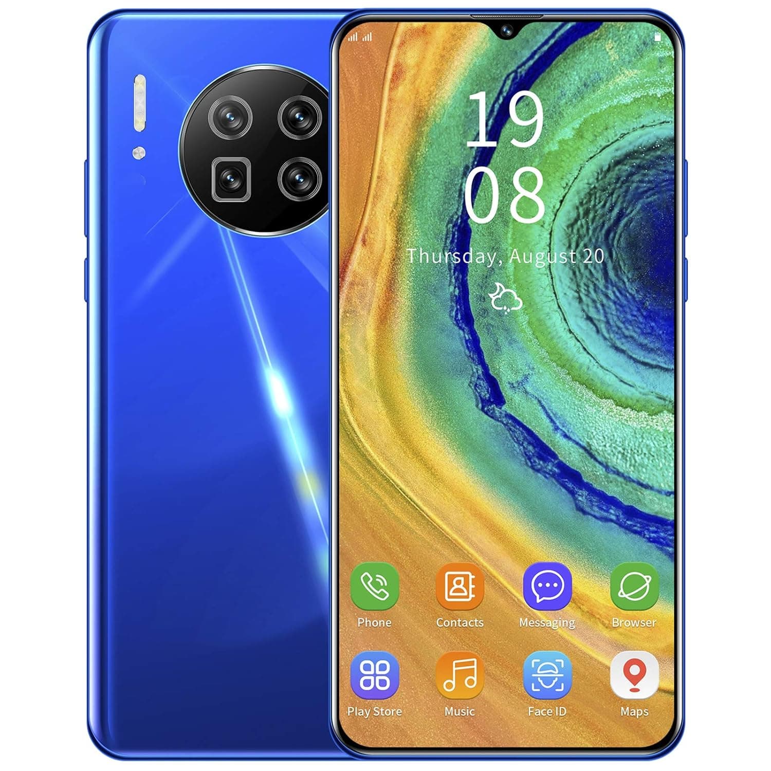 Mate43 Unlocked Android Smartphone, 6.26in Screen Face ID Unlocked Cell Phone with WiFi/BT/FM/GPS,Dual Card Dual Standby, 1GB+8GB, MTK6580P Quad-core, Battery 2100mah (Blue)