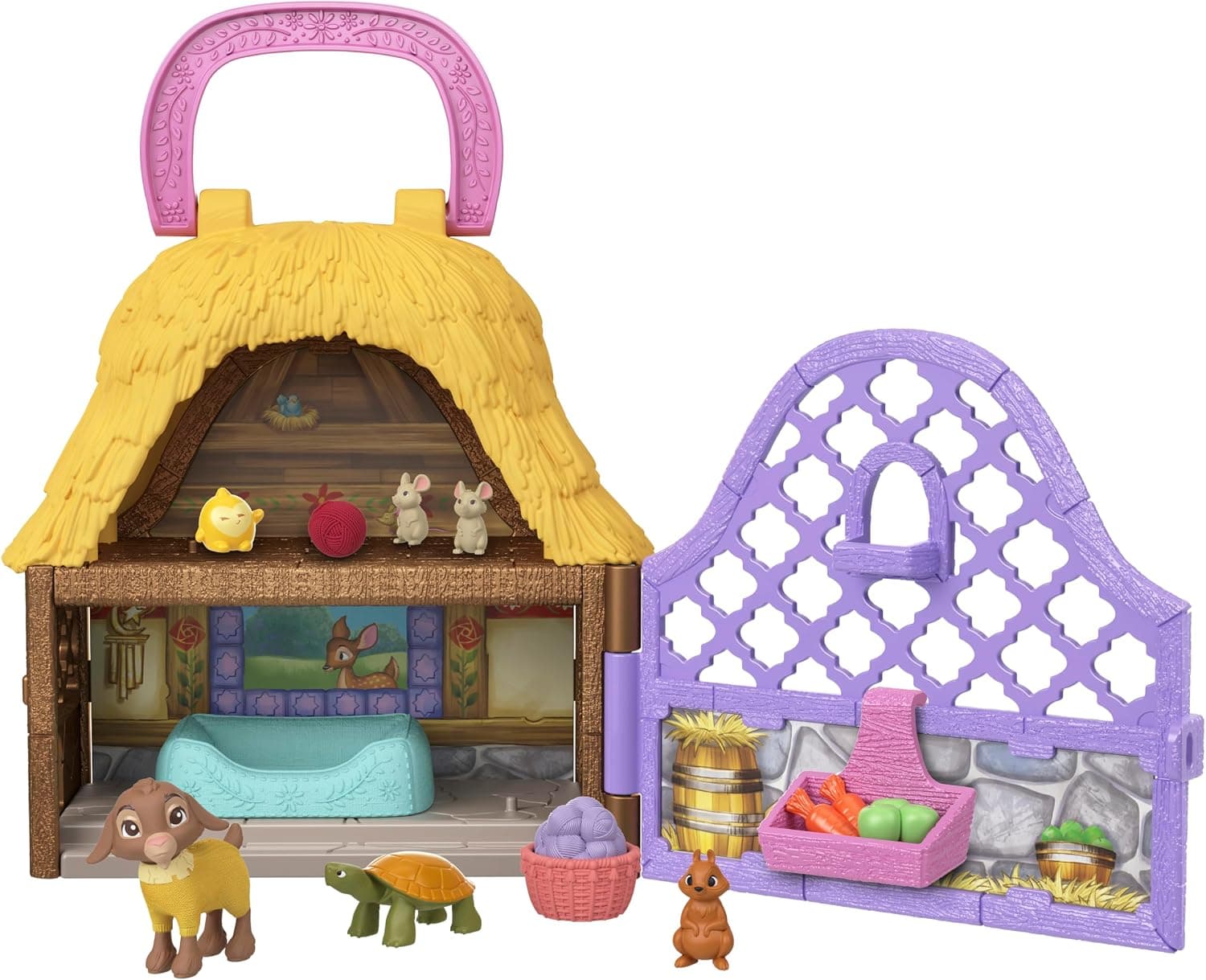 Mattel Disney's Wish Mini Doll Playset, Star & Valentino of Rosas Portable Set with Valentino the Goat & Star Toy Figures & 10 Accessories, Travel Toys, HRH75