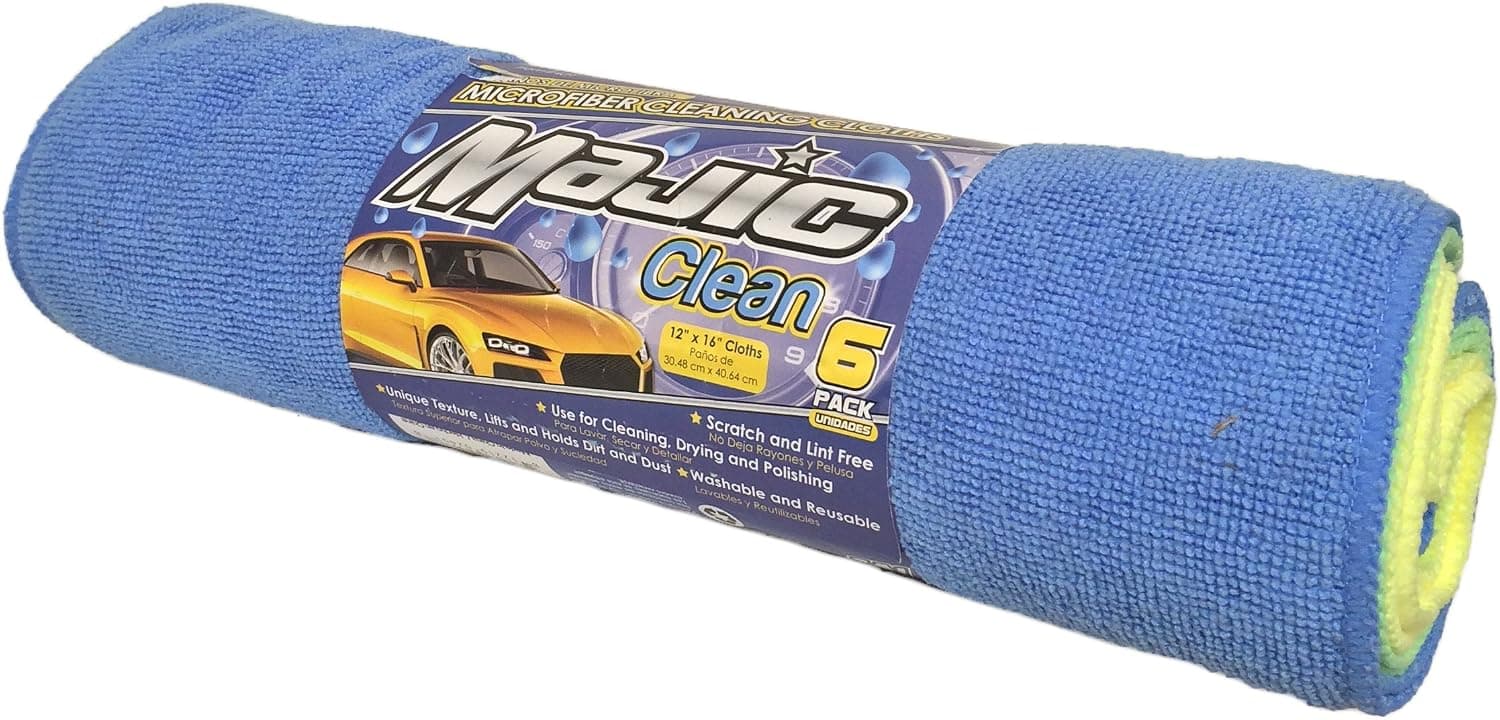 Majic 12x16 Extra Long High Absorbent Car Detail Microfiber Towels Cleaning Cloths (6-Pack)