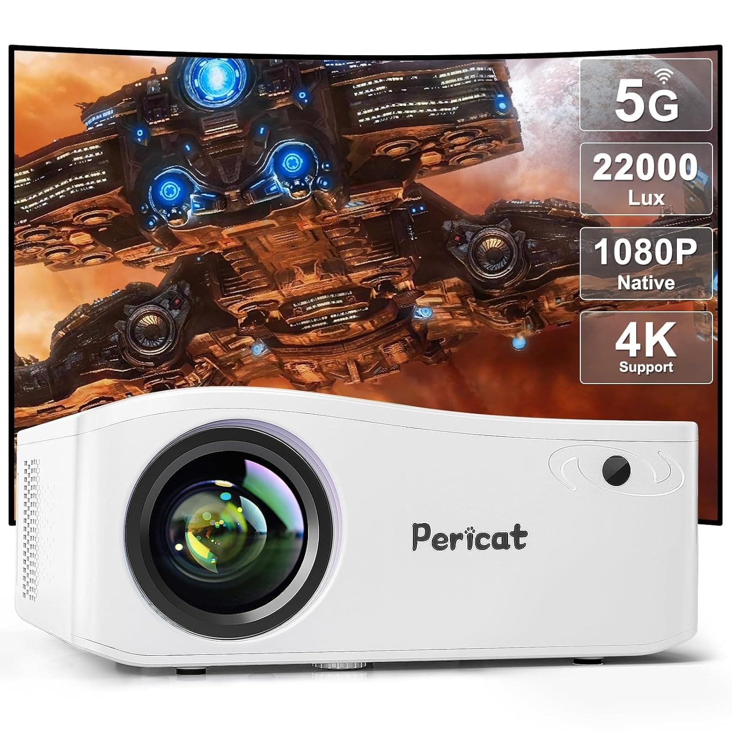 5G WiFi Bluetooth Projector,2025 Upgraded Native 1080P Outdoor Movie Projector with 220" Display,380 ASINHome Theater Video Projector 4K Supported,LED Video Projector Compatible with TV Stick,Phone/PC