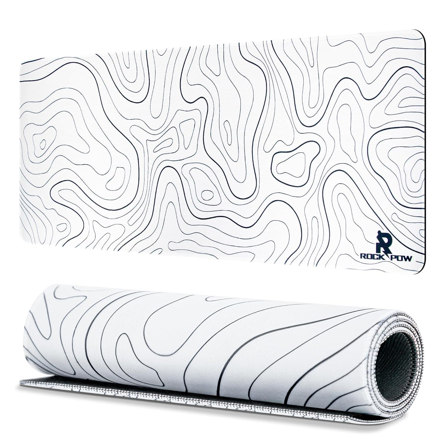 روك بو قاعدة ماوس العاب كبيرة بسطح مضاد للانزلاق 400 × 900 4 ملم للالعاب بقاعدة مطاطية سميكة مع حواف مخيطة للماوس والكيبورد والالعاب والمنزل والمكتب والعمل ابيض قماش