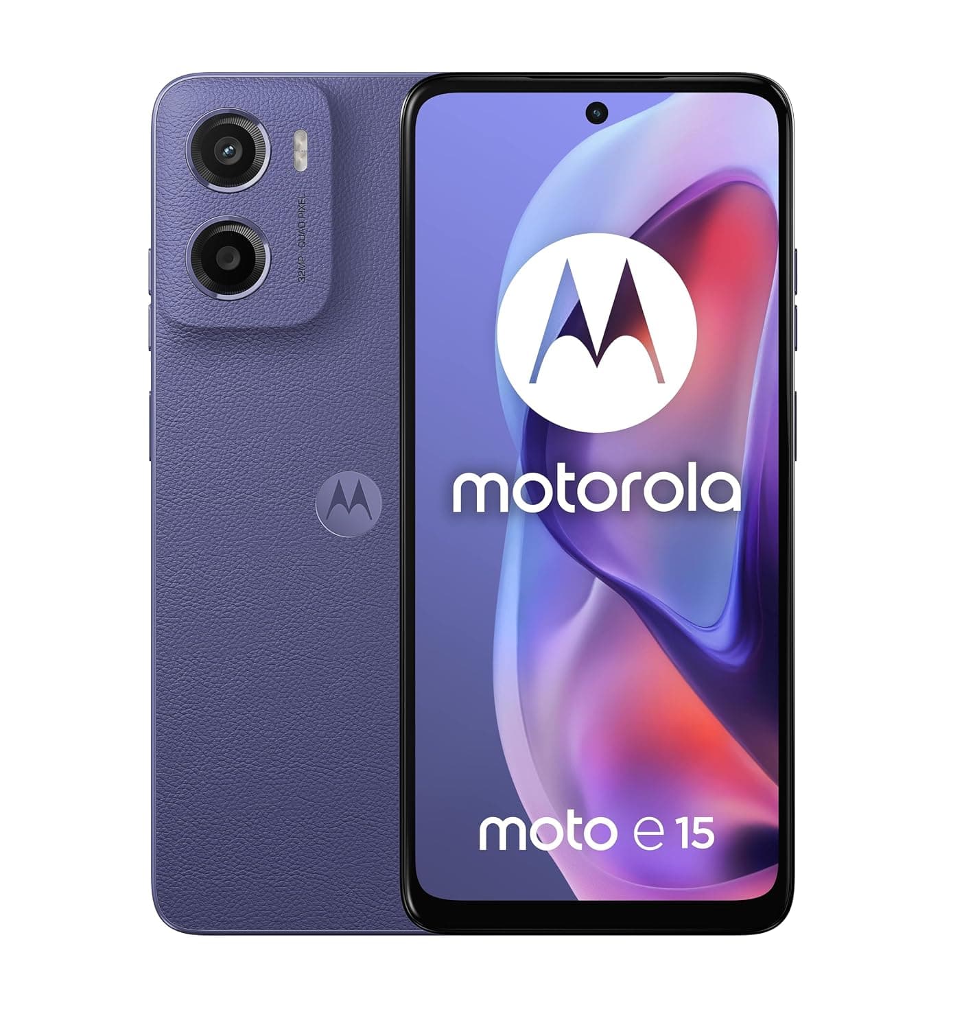 Motorola Moto E15 Dual-SIM 64GB ROM + 2GB RAM (GSM Only | No CDMA) Factory Unlocked 4G/LTE Smartphone (Fresh Lavender) - International Version