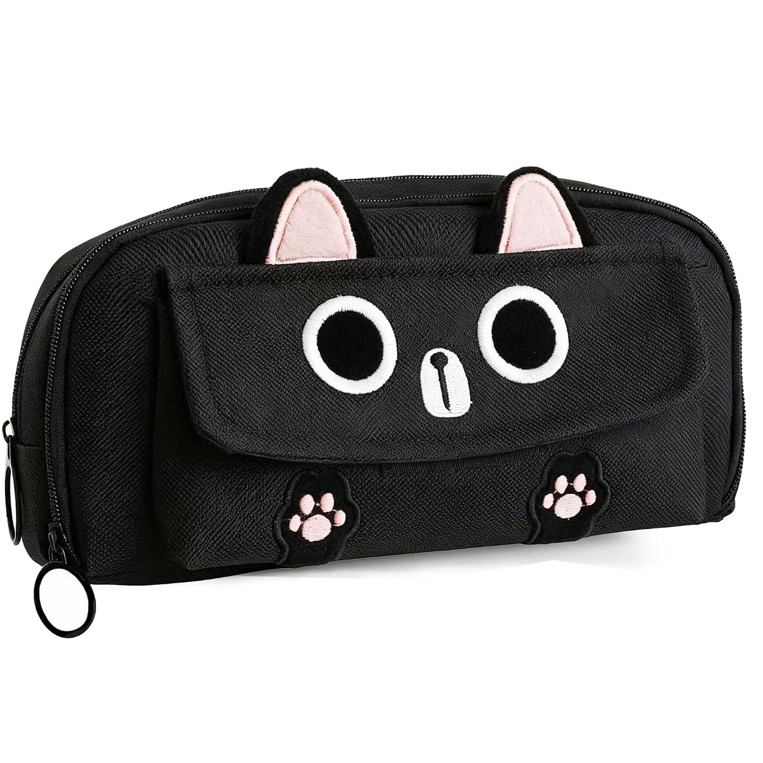 Pencil Case, Cute Black Cat Large Capacity Pencil Pouch, Portable Pen Storage Bag for Students, Office Stationery Organizer, Lovely Cartoon Pen Bag for Back To School Daily Use