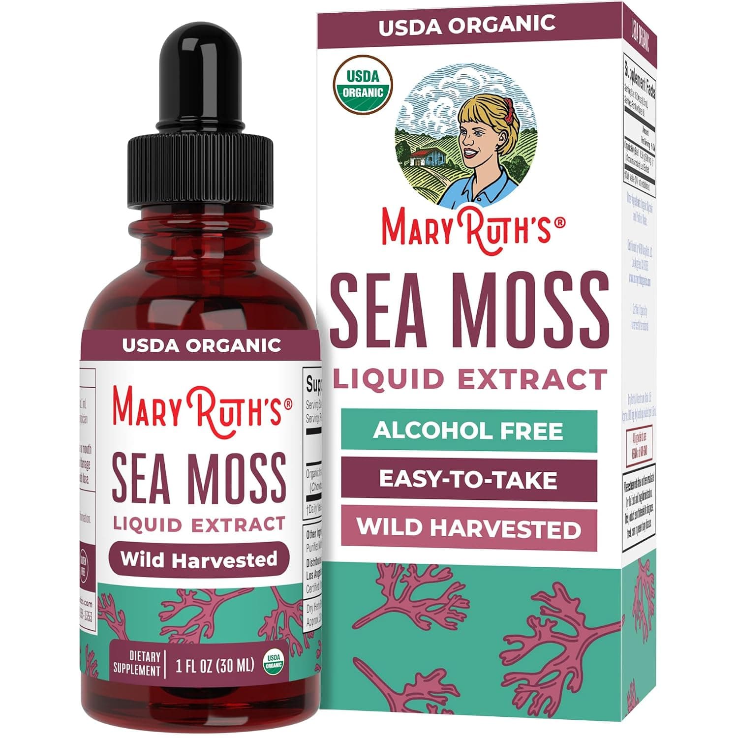MaryRuth's Irish Sea Moss Liquid Drops | Sugar Free | SeaMoss for Gut Health and Immune Support | Formulated for Adults & Kids Ages 14+ | Unflavored | Vegan | Non-GMO | Gluten Free | 1 Fl Oz | Wild Harvested, 1,140mg Organic Irish Moss Extract Formulated for Ages 14+, CLP Certified, Sugar Free, Vegan, Non-GMO