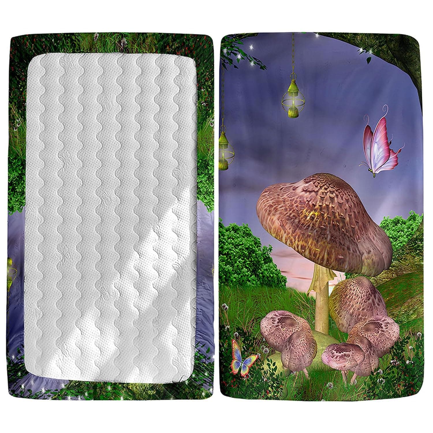 Odot Fitted Sheet for Baby Cot, Mushroom Pattern Bed Sheets Pram, Baby Cot Sheets Soft Bedding for Baby Crib for Girls and Boys (Butterfly, 80 x 40 cm)