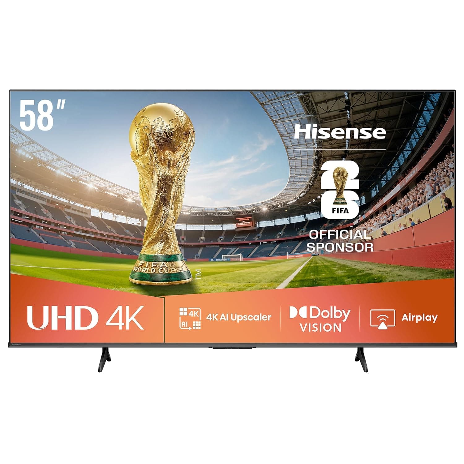 Hisense 58 inch 4K UHD Smart TV 58E6Q,Dolby Vision,AI 4K Upscaler,Gaming in Dolby,Smooth Motion with MEMC,AI Sports Mode, Share to TV,Youtube,Netflix,Disney+,Shahid,8 Years VIDAA Updates