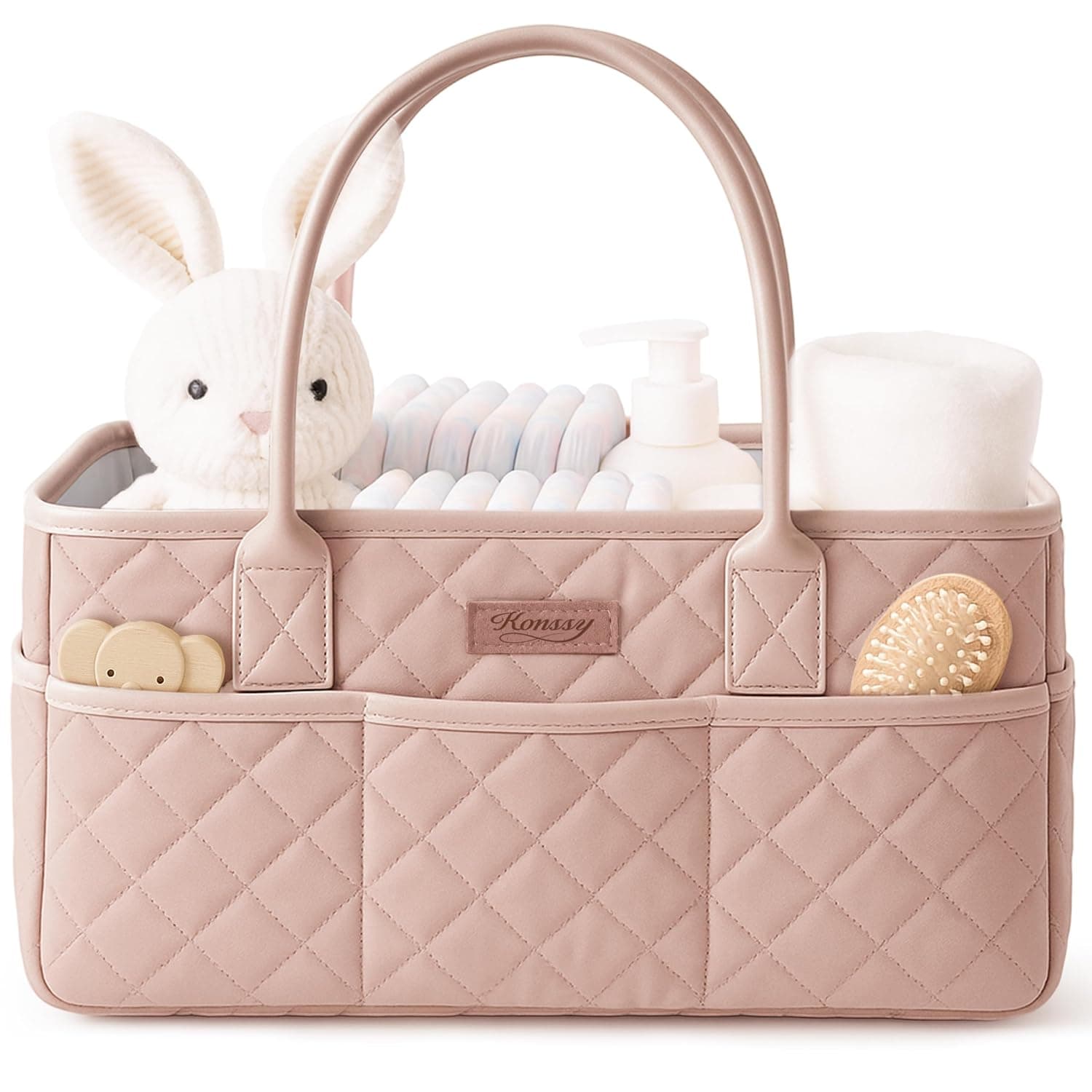 Konssy Diaper Caddy Organizer for Changing Table (Blush Pink)