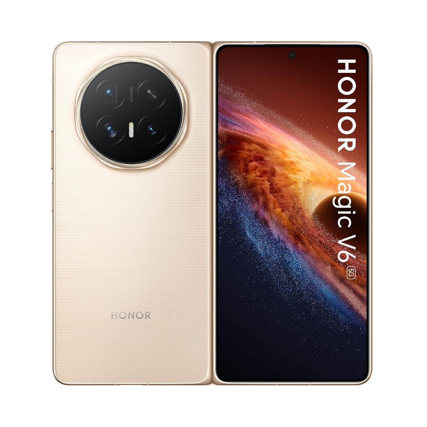 Honor Magic V6 Dual-SIM 512GB ROM + 16GB RAM (GSM Only | No CDMA) Factory Unlocked 5G Smartphone (Gold) - International Version