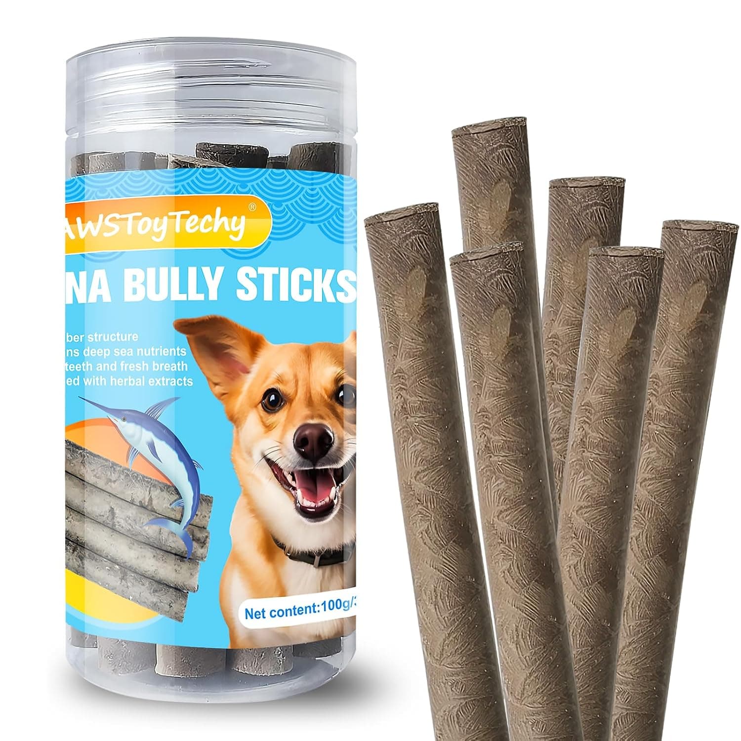 Freeze Dried Sticks for Dogs -Treats Healthy, Natural Rawhide Free Small Dogs Chews, No Hide Puppy Bully Sticks, Tuna Fish Flavored Teething Thin Pet Stick, 100g/3.5oz
