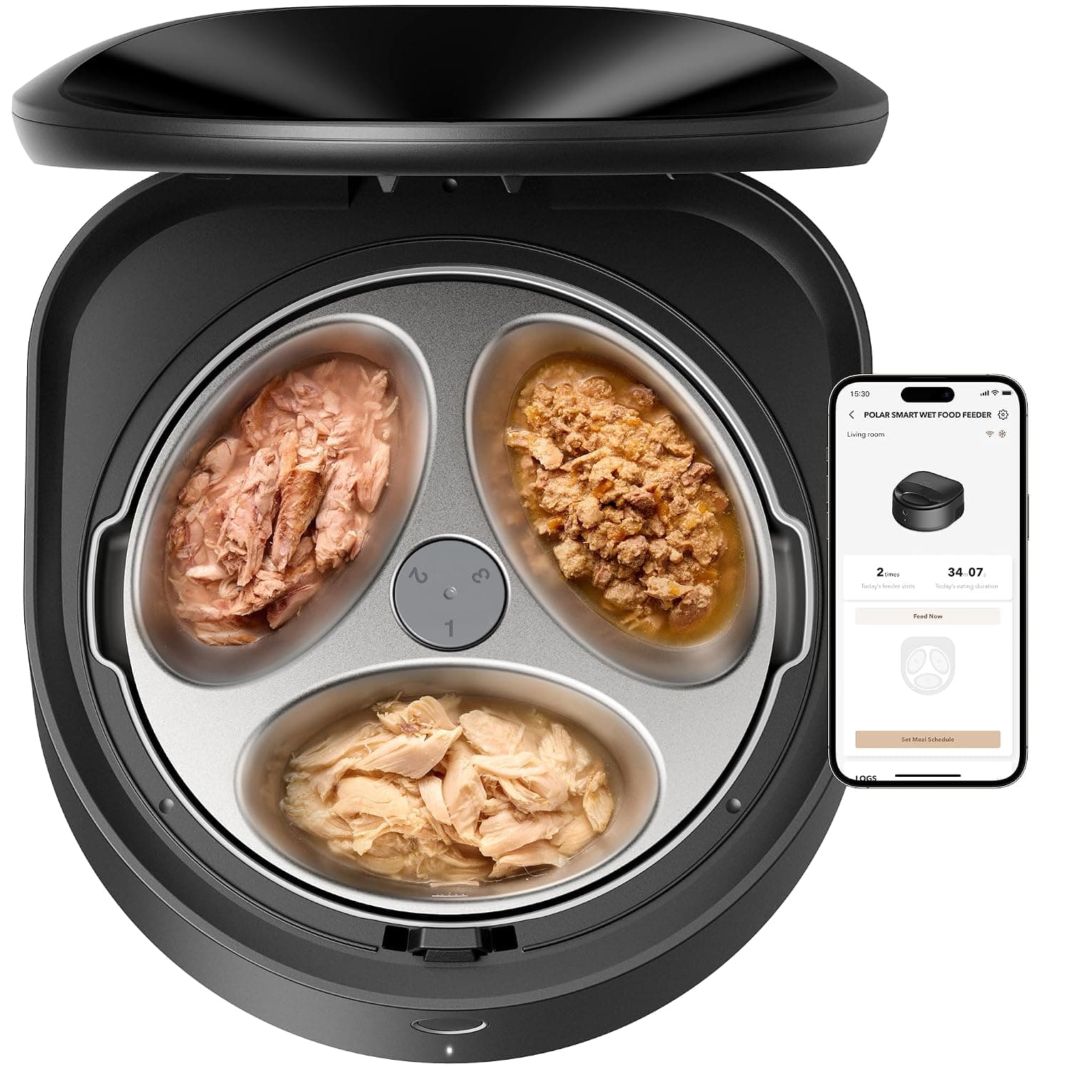 PETLIBRO Automatic Wet Food Cat Feeder with Semiconductor Cooling, Refrigerated Cat Feeder for 3 Fresh Meals in 3 Days, App-Controlled Pet Food Dispenser, Stainless Steel Bowl, Easy to Clean，Black