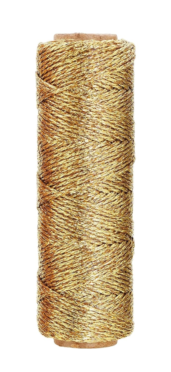 Mandala Crafts Gold Baker Twine Metallic Twine for Gift Wrapping - 11 Ply 55 Yards Decorative Bakers Twine String for Crafts Christmas Holiday Wedding