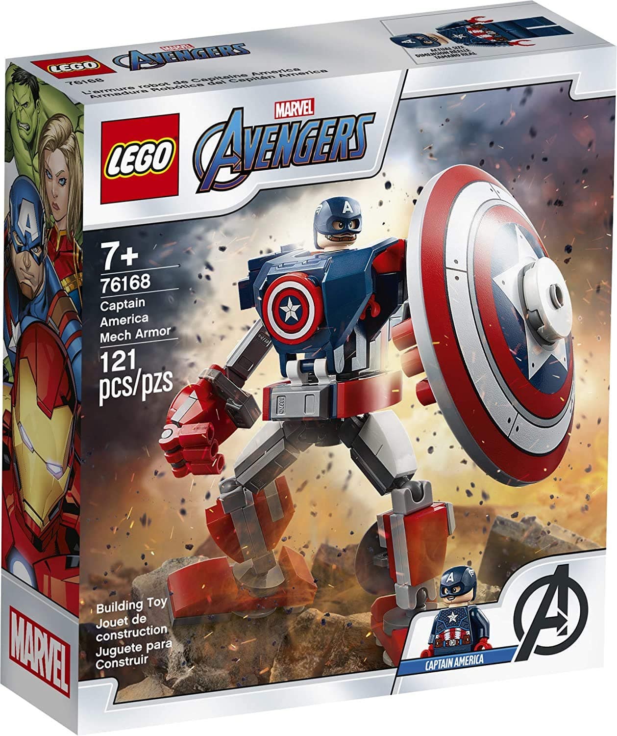 LEGO Marvel Avengers Classic Captain America Mech Armor 76168 Collectible Captain America Shield Building Toy, New 2021
