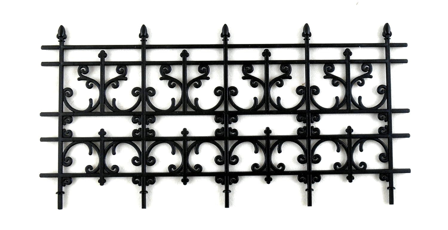 Black Victorian Railings Pack of 6 Fence Pieces Melody Jane Dollhouse Miniature Accessory